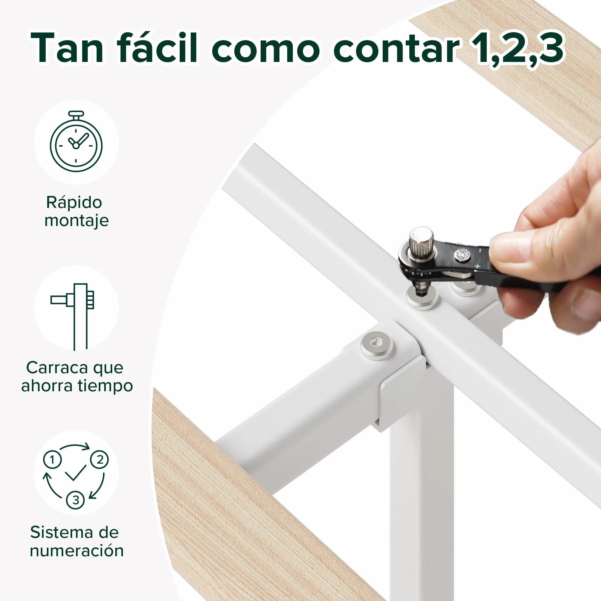 Zinus Piper Somier 135x190 cm - Altura 30 cm - Base Cama Matrimonio Tapizada con Cabecero - Láminas de Madera - Montaje Fácil- Blanco Roto
