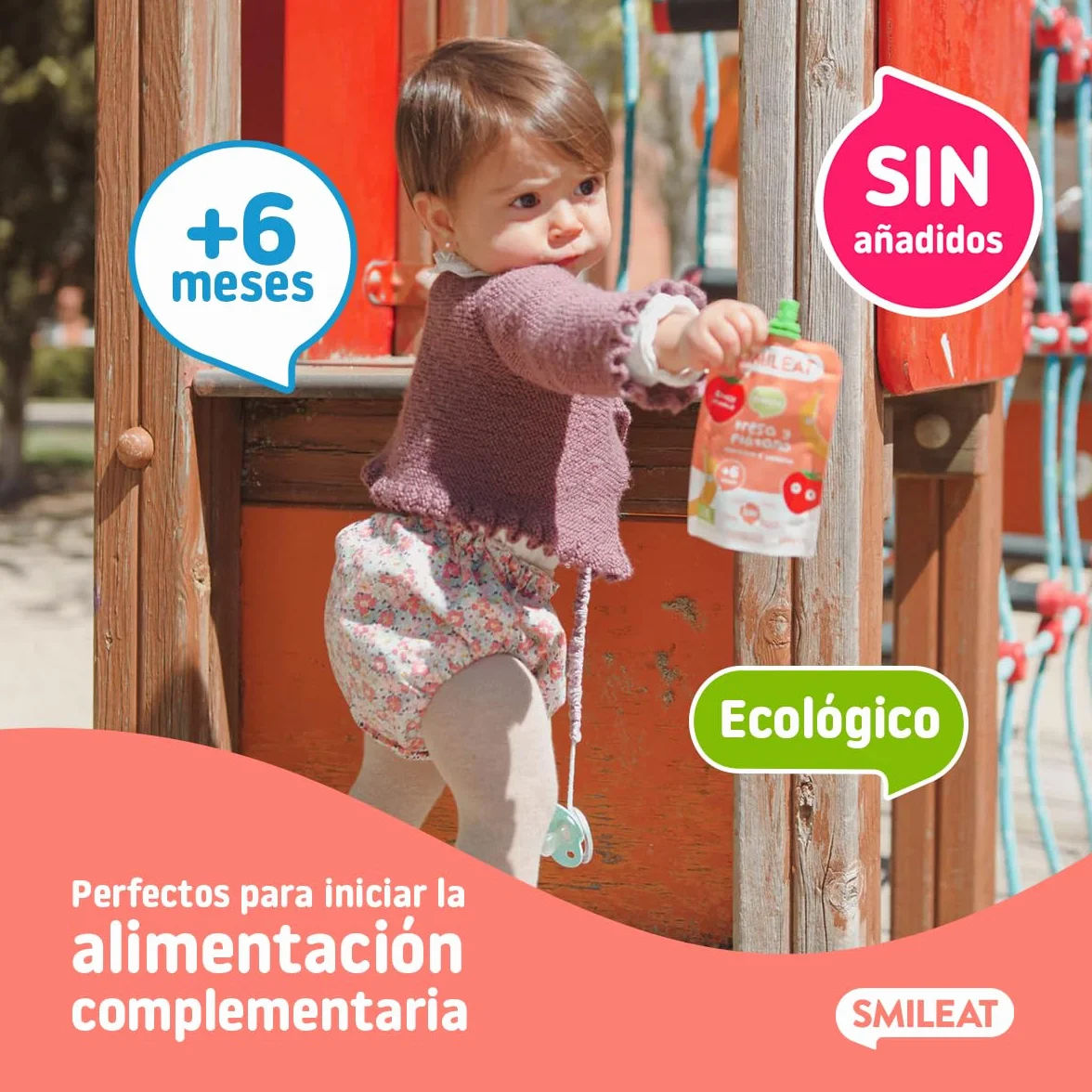 Smileat Postre lácteo infantil puré de fresa y plátano bolsa 100 g