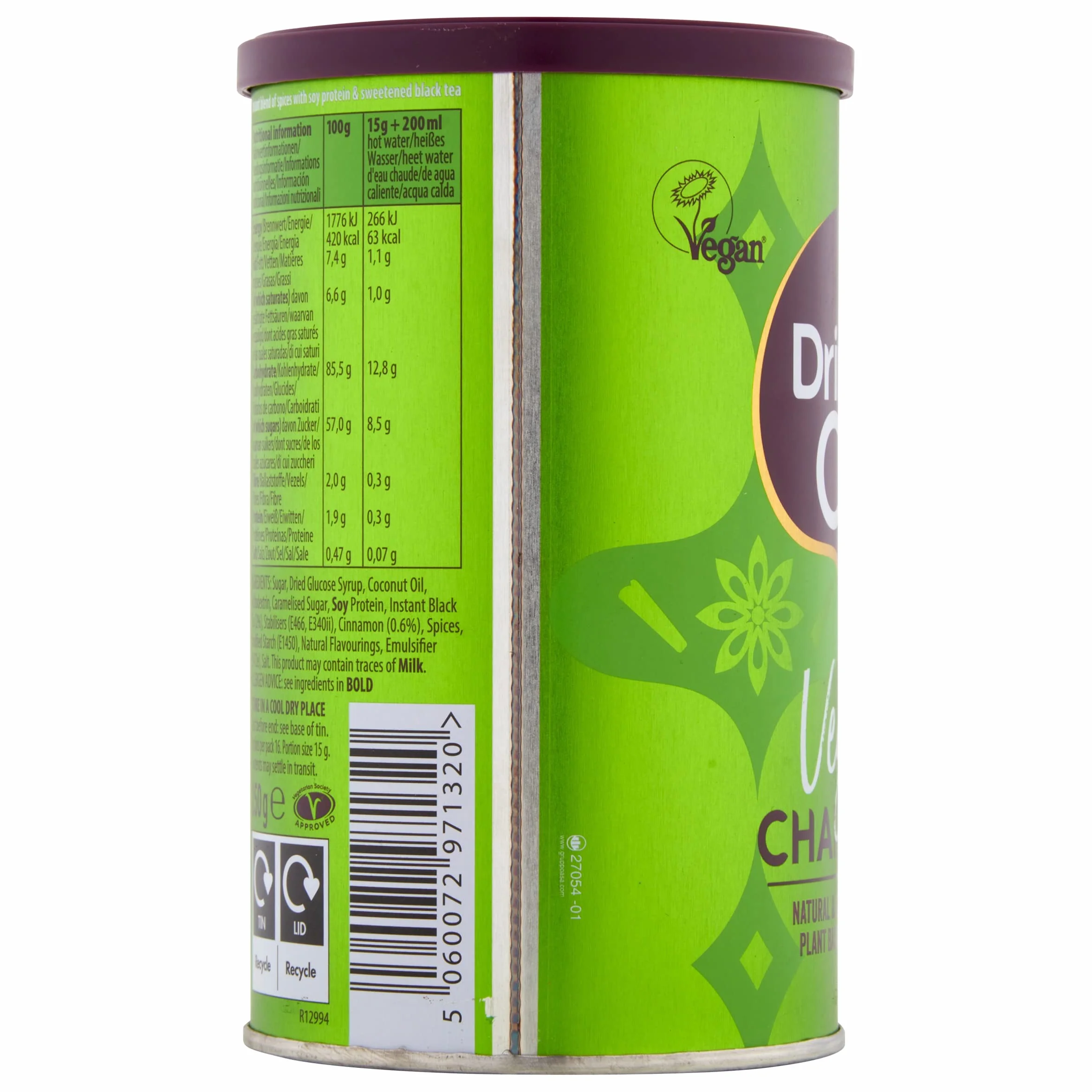 Drink me Chai Chai Latte Vegano 250 g Té en Polvo 16 Porciones
