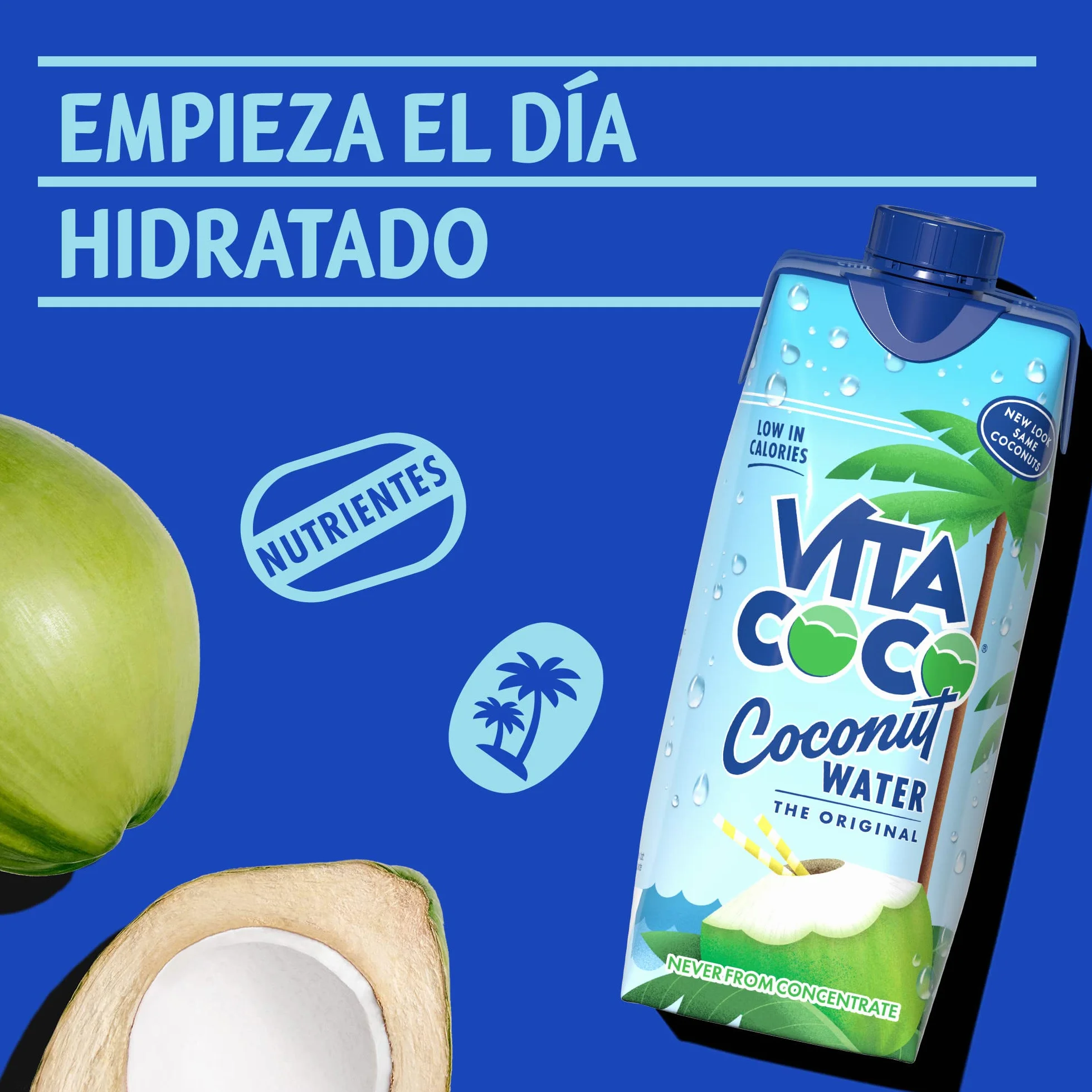 Vita Coco Agua de Coco Original 12 x 330ml, Con Electrolitos, Vitamina C, Potasio y Sin Gluten
