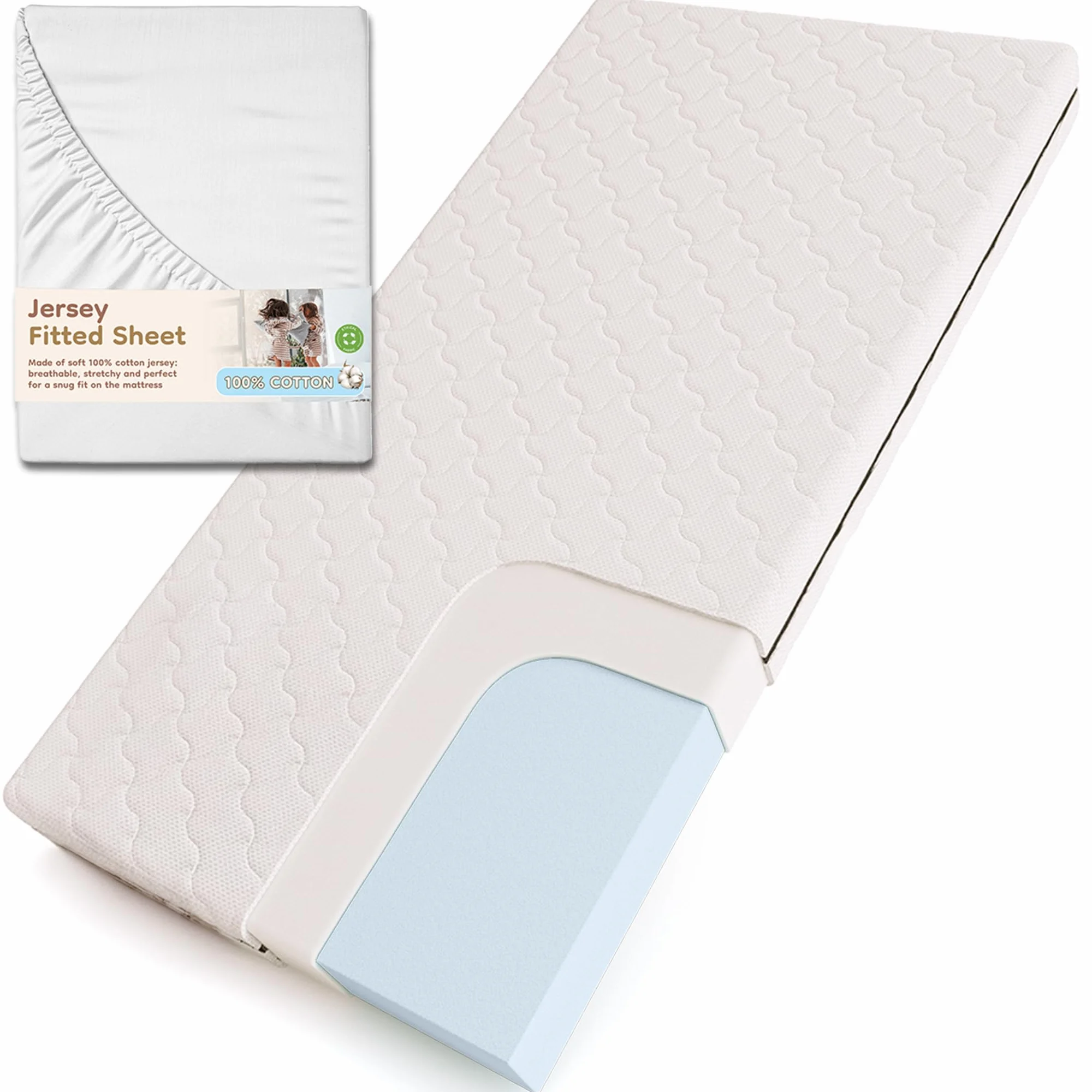 Smartwood Colchón 90x200 12cm Infantil Espuma H2 Oeko-Tex Reversible Funda Transpirable Antialérgica Lavable UE