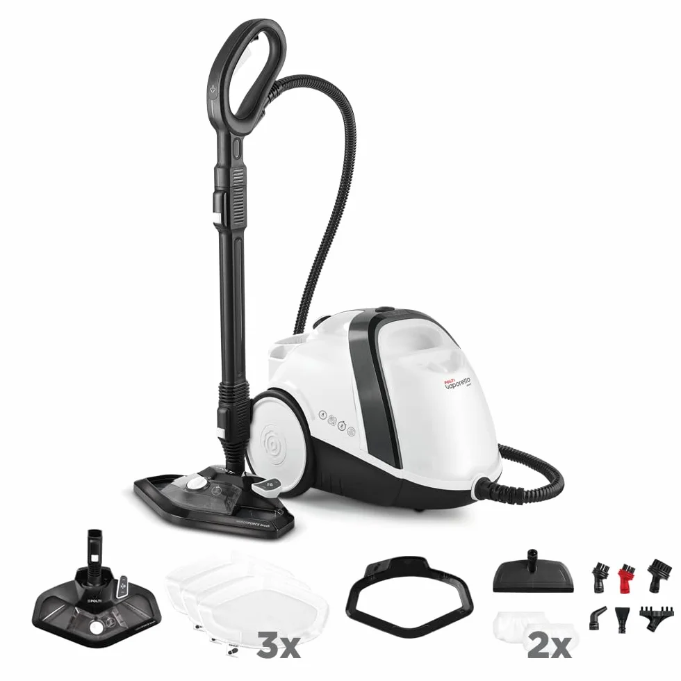 Polti Vaporetto Smart 120 Limpiador a Vapor 4 Bar 1500 W Depósito 2 L Calentamiento 2 Min 14 Accesorios Blanco/Negro