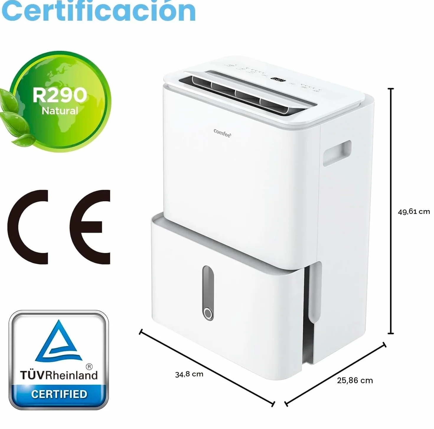 COMFEE' Deshumidificador de Humedad 16L Silencioso | WiFi/App, Modo Secado de Ropa y Auto Antihumedad, Purificador Eléctrico Antibacterias, moho y Condensación | Ideal en habitaciones hasta 45m2/120m3