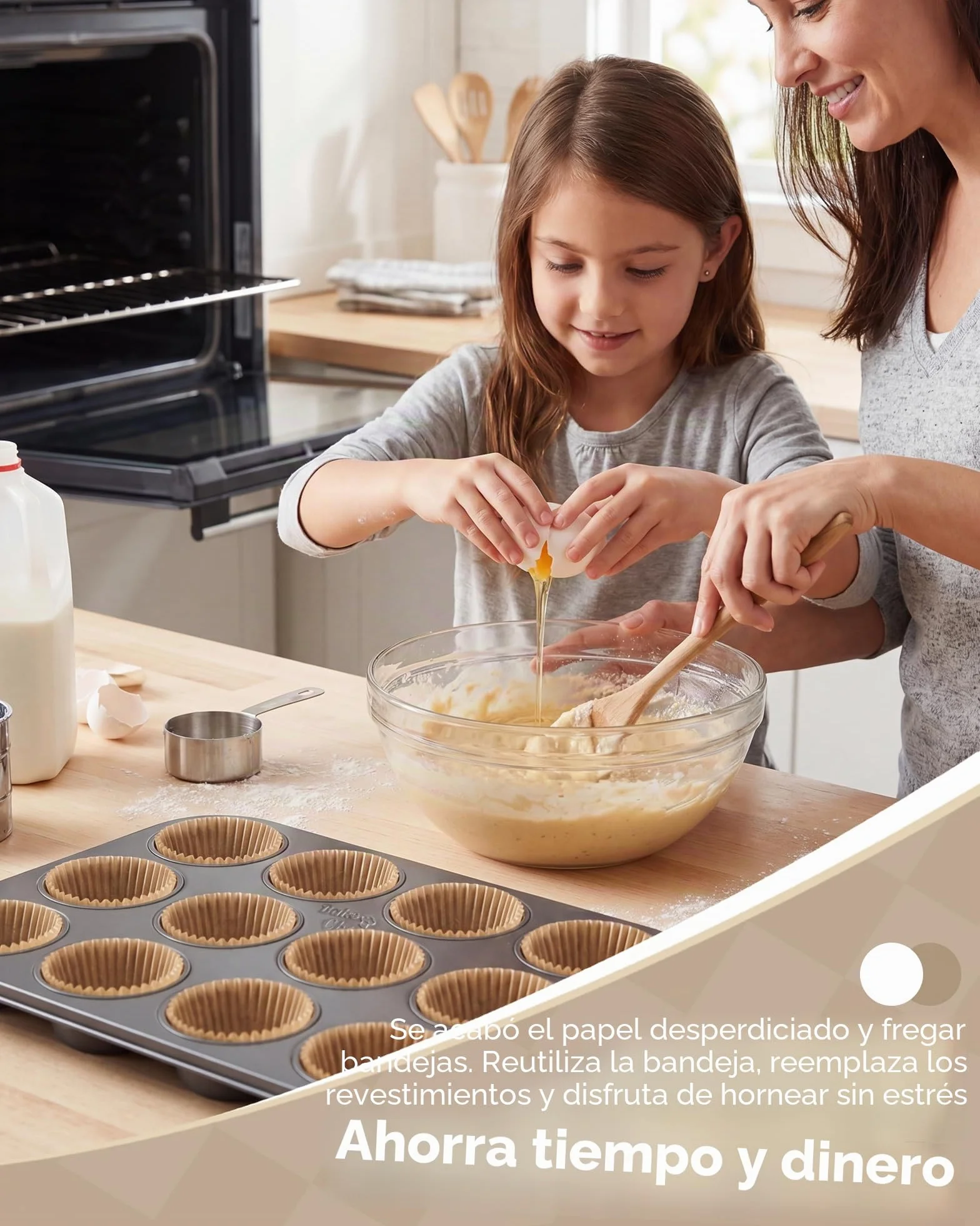 Bake Choice 2 Piezas Estándar Molde para Magdalenas 12 Tazas,Incluye 100 Piezas Estándar Moldes Magdalenas Papel,acero al Carbono Antiadherente,para Fiestas & Hogar & Hornear