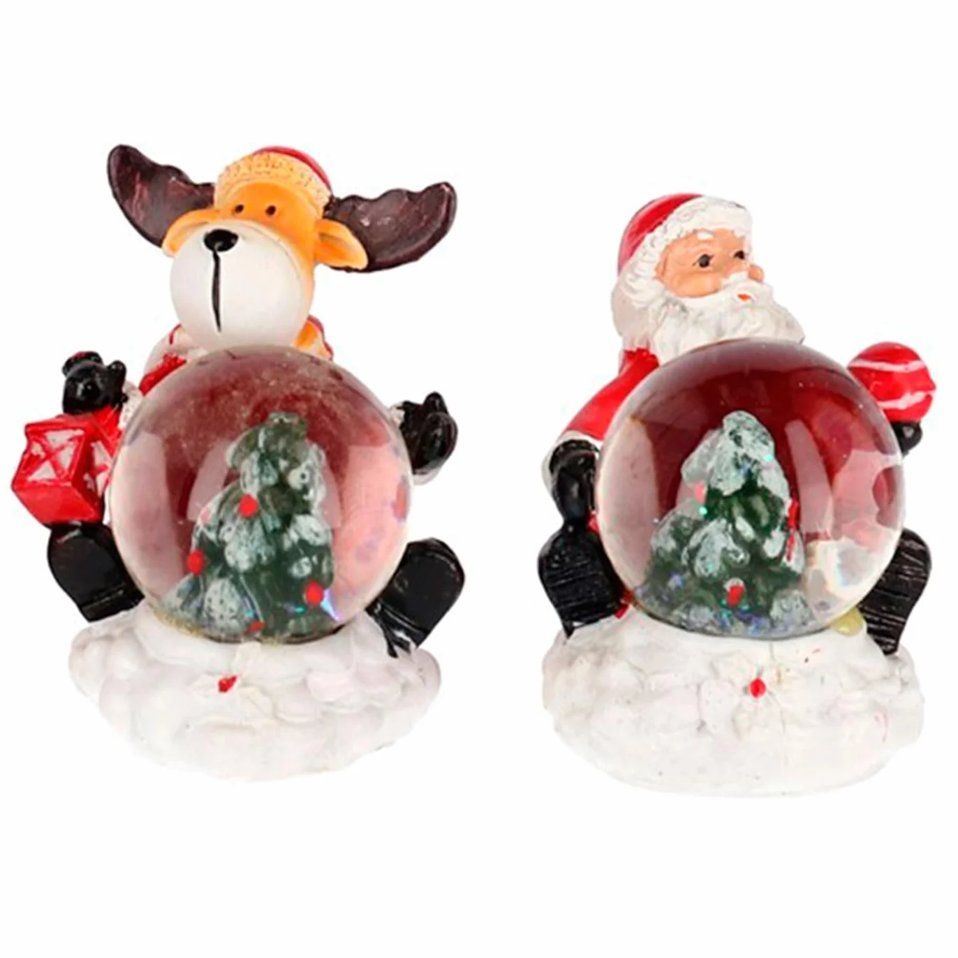 Acan Tradineur Pack de 2 Bolas de Nieve Navidad Agua Resina Adorno 7,5 x 7 x 6 cm