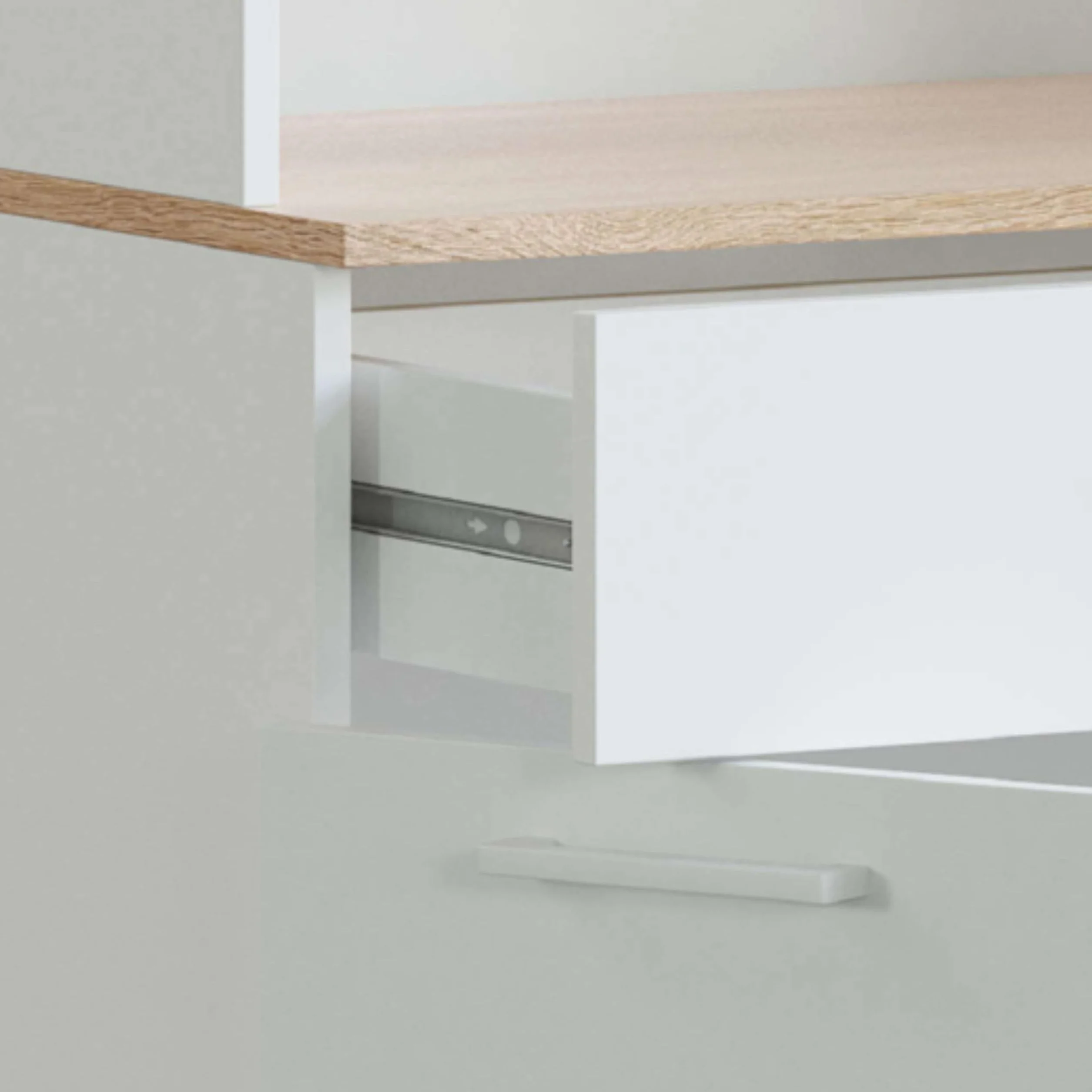 Habitdesign Mueble Auxiliar Cocina 4 Puertas + 1 Cajón, Modelo Kira, Acabado Blanco Artik y Roble Canadian, Medidas: 186 cm (Alto) x 72 cm (Ancho) x 40 cm (Fondo)