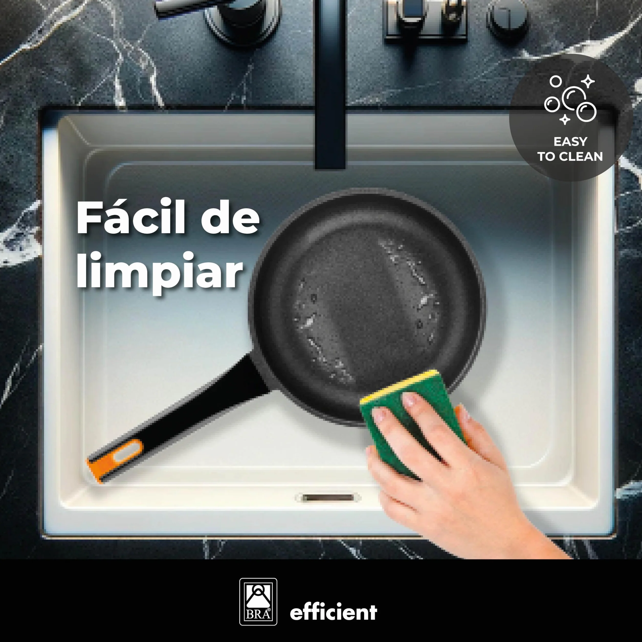 BRA Efficient | Set de 3 sartenes, 20-24-28 cm, aluminio fundido con antiadherente