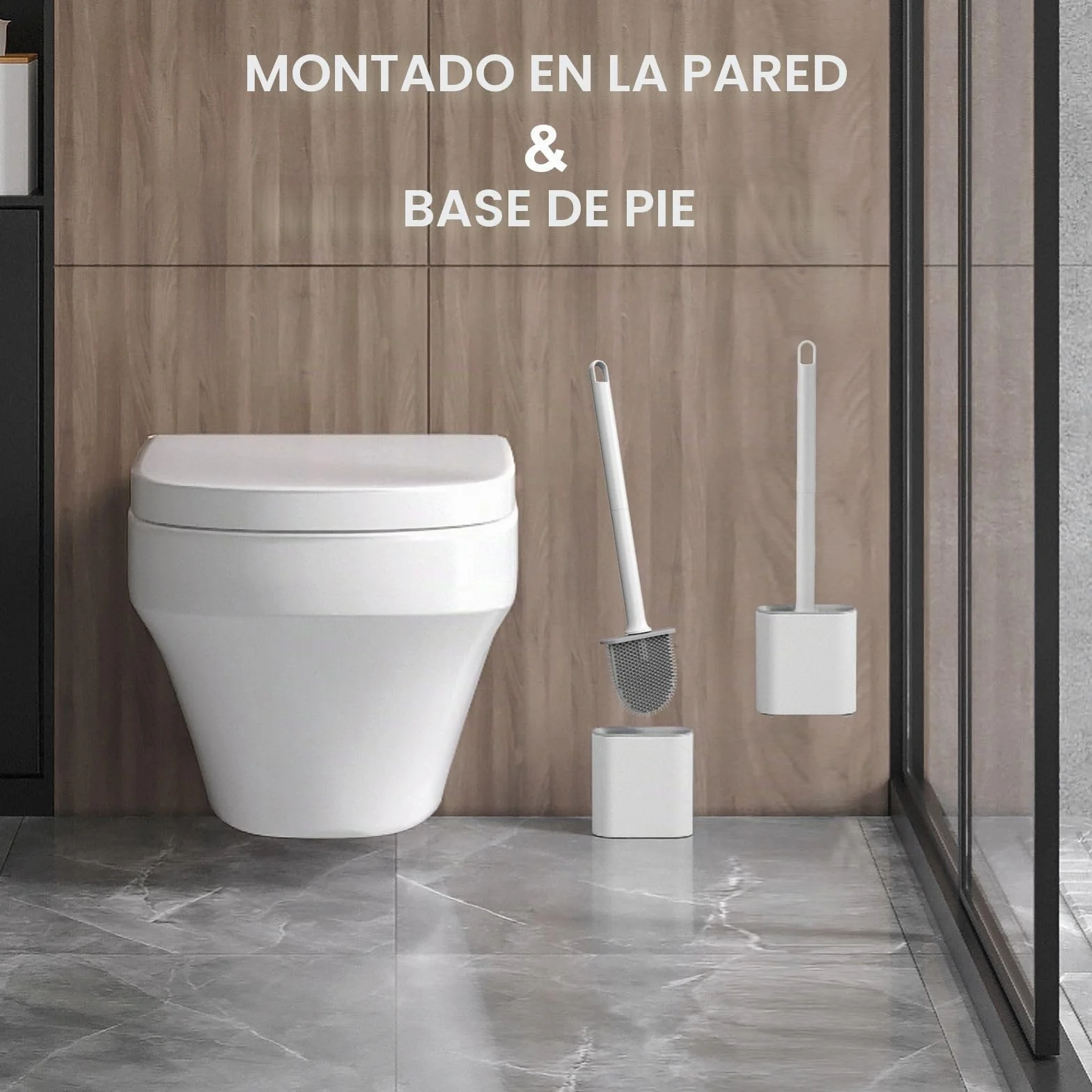 Ibergrif M34151-3 Escobillas y Portaescobillas de Inodoro, Cepillo y Soporte para WC, Silicona, Blanco