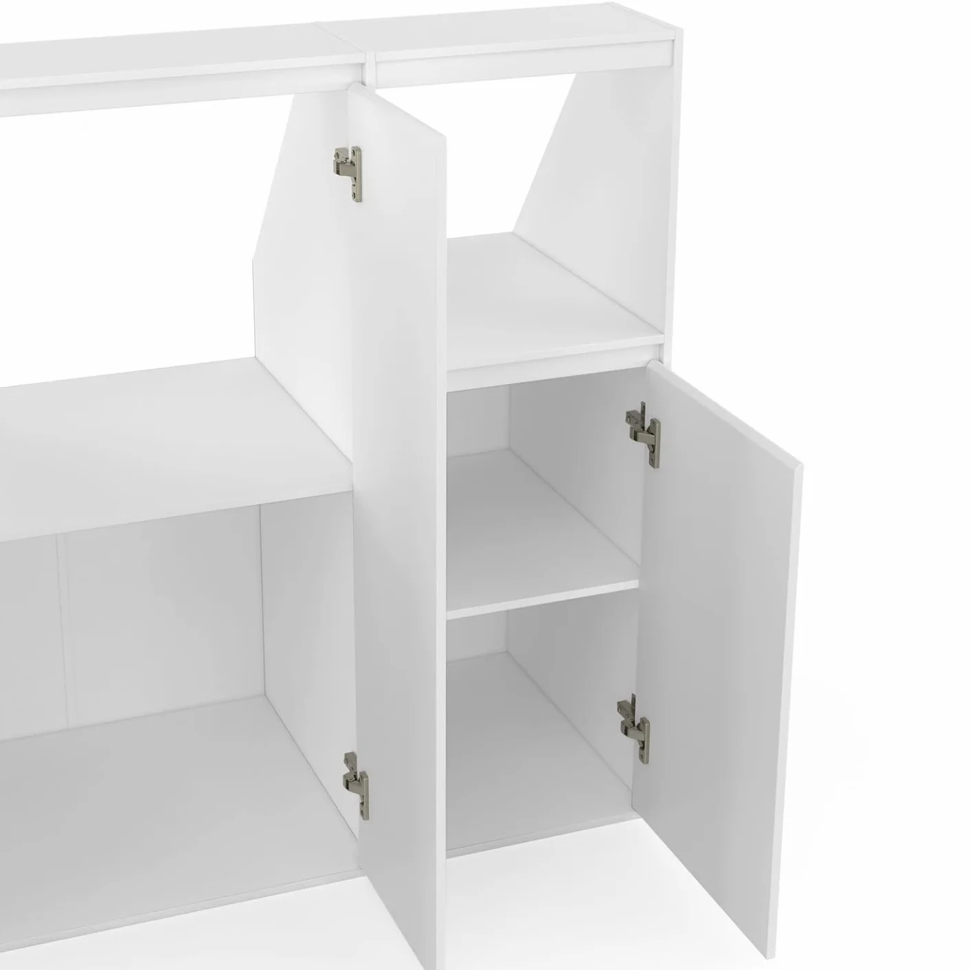IDMarket - Juego de armarios bajo pendiente de 2 puertas + 1 puerta y 1 nicho TOMI blanco