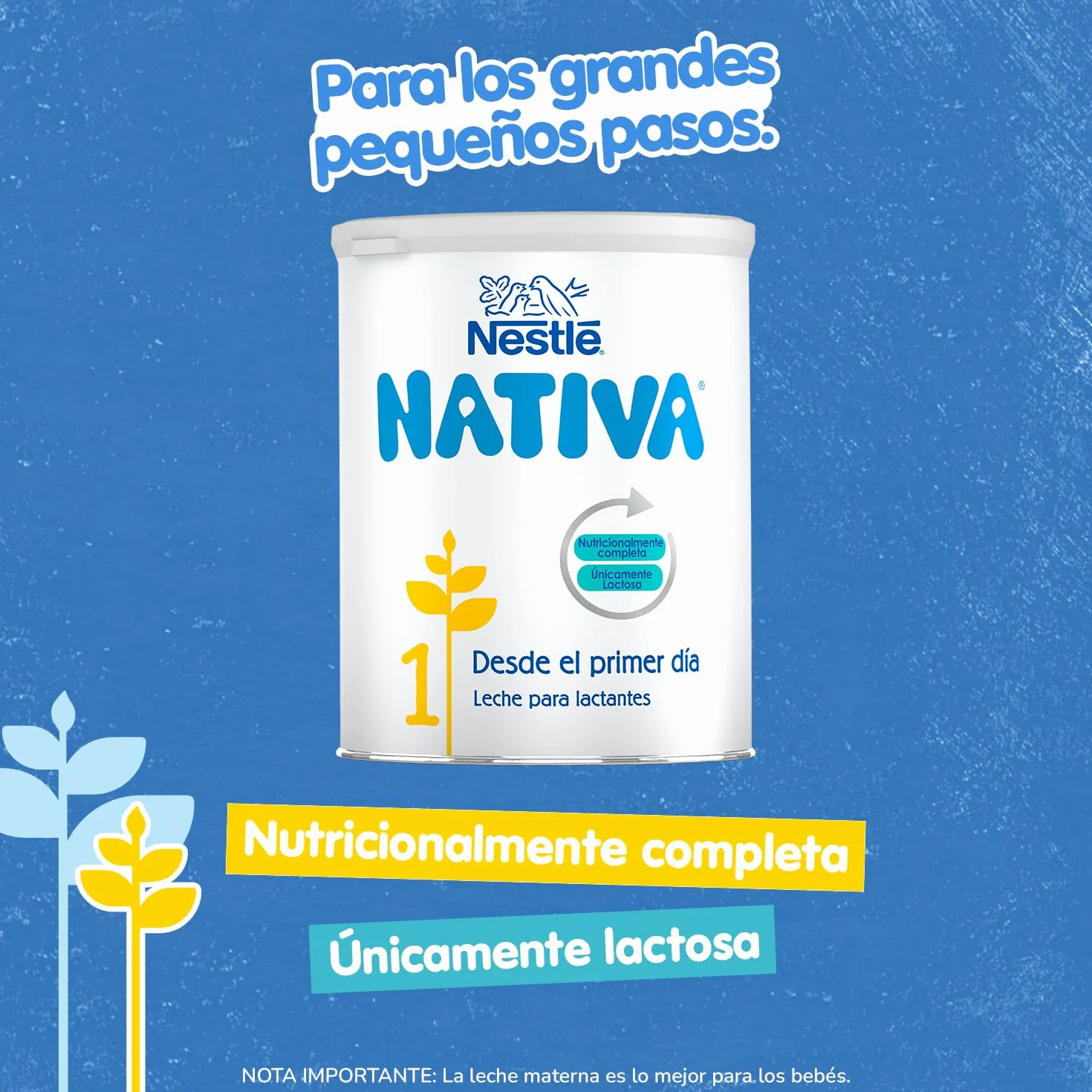 Nestlé NATIVA 1 Leche para bebés en polvo, bote 800g