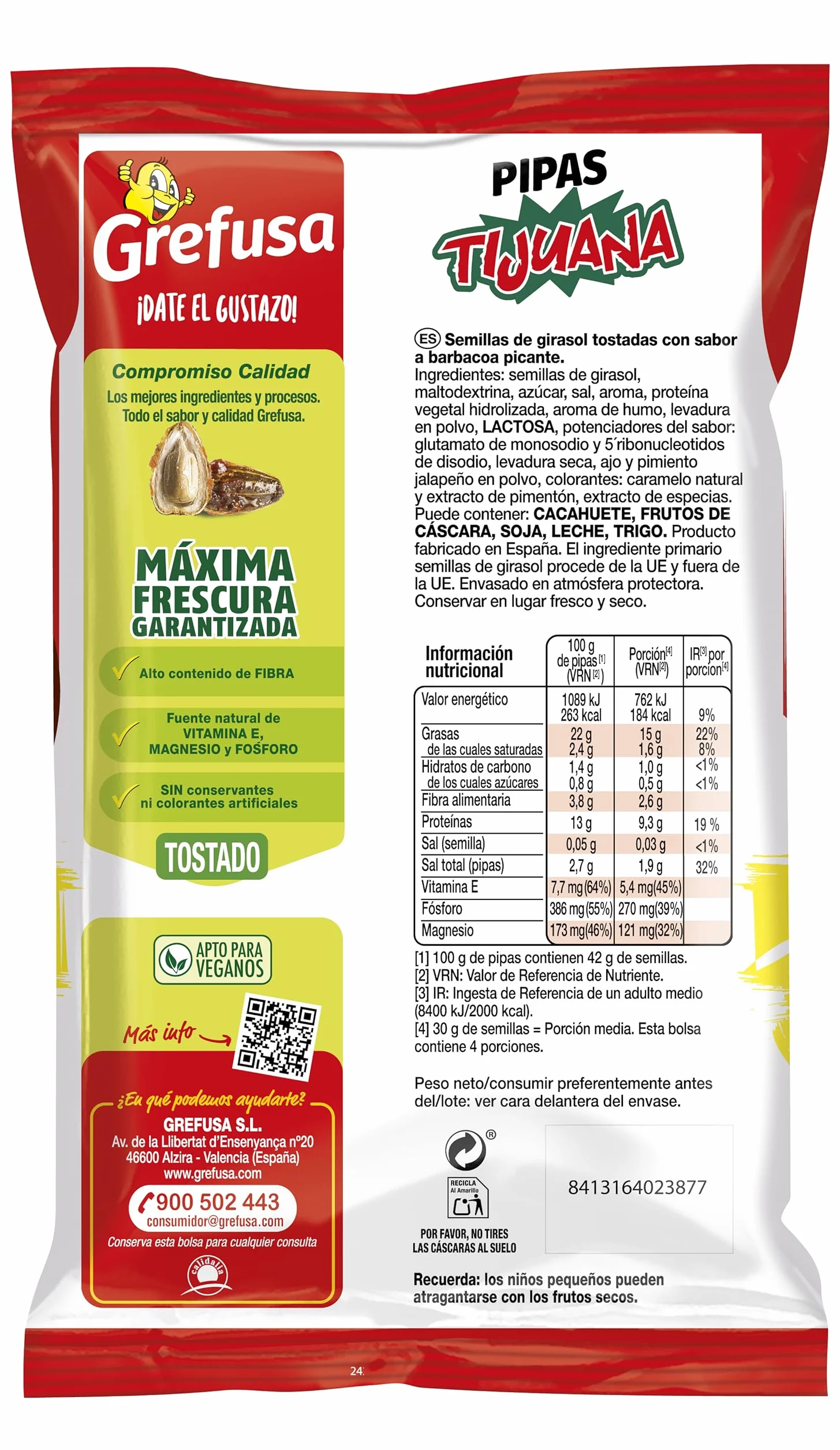 Pipas Tijuana MAXI semillas de girasol pack 240gr