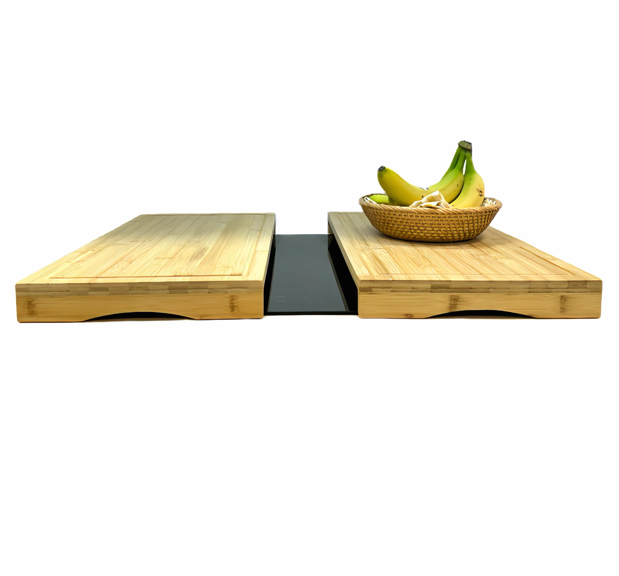 Juego de 2 Tablas de Cortar de Bambú Natural 56x55x4,5 cm Cubre Vitrocerámica e Inducción Protector Encimera Universal