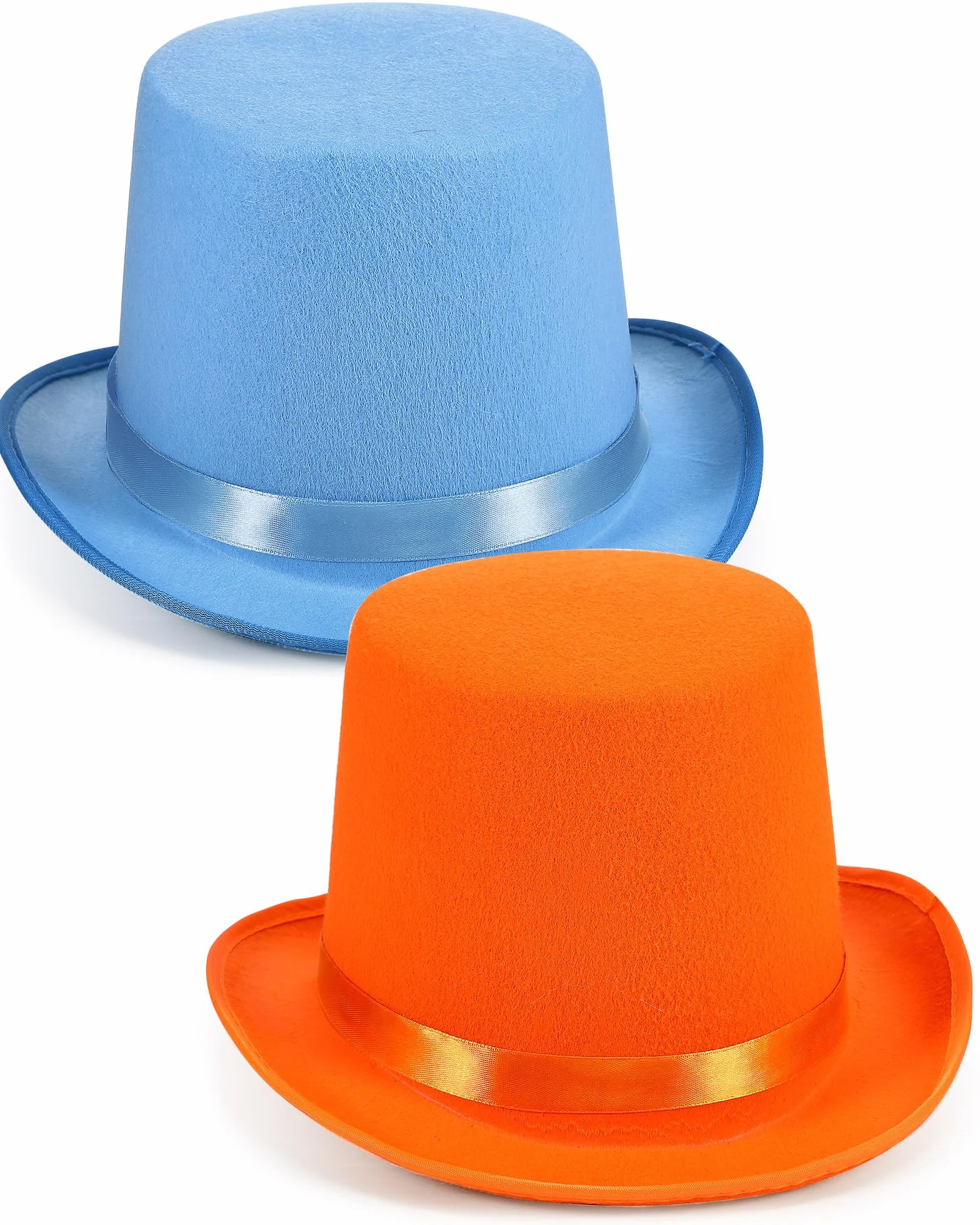 Geyoga Juego de 2 sombreros de fieltro para adultos, color azul y naranja, divertidos y altos, suministros de fiesta para desfile, cosplay, actuaciones de teatro