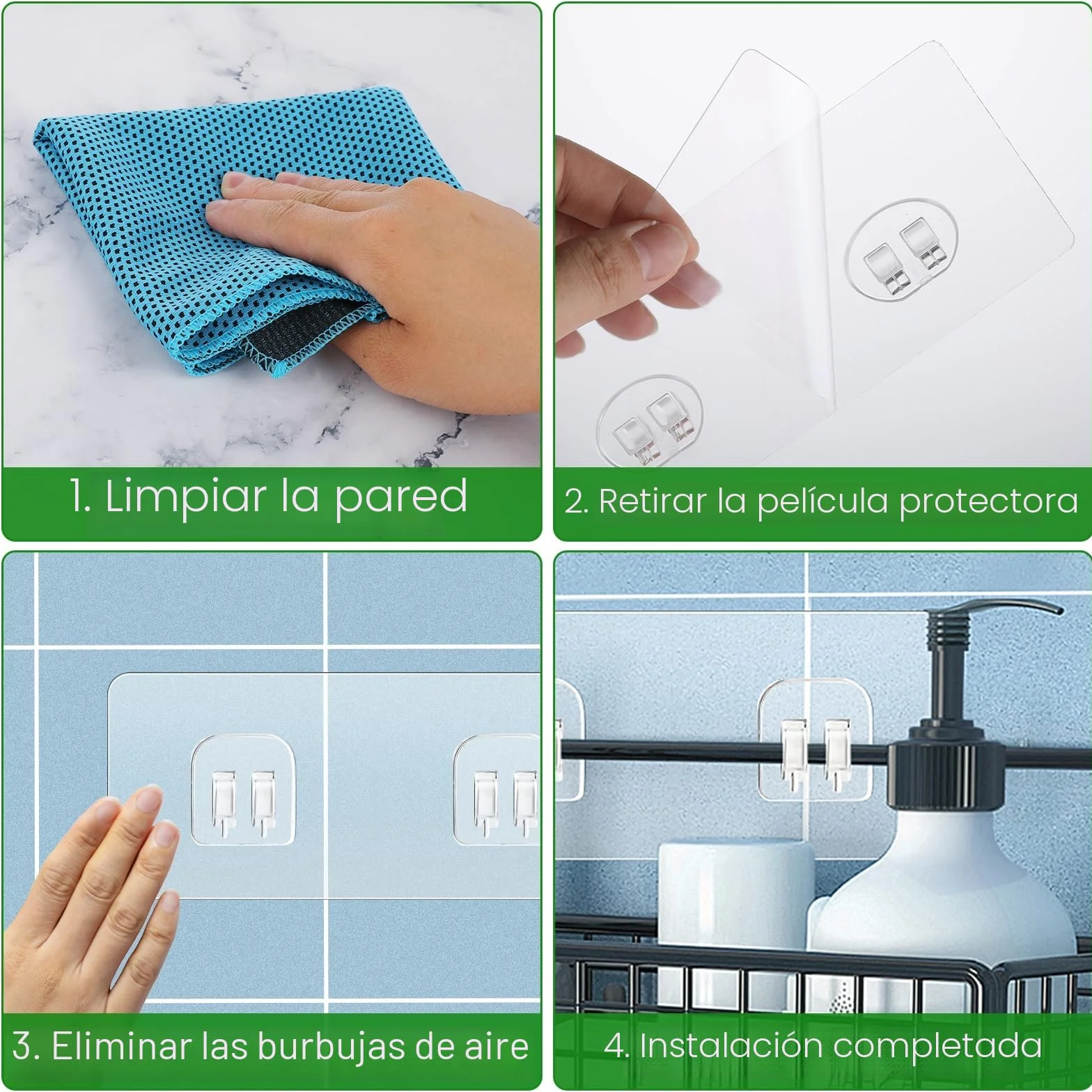 WLLHYF - Gancho adhesivo de repuesto para estante de ducha y ganchos de pared impermeables para baño, jabonera, suspensión sin taladrar, 4 unidades