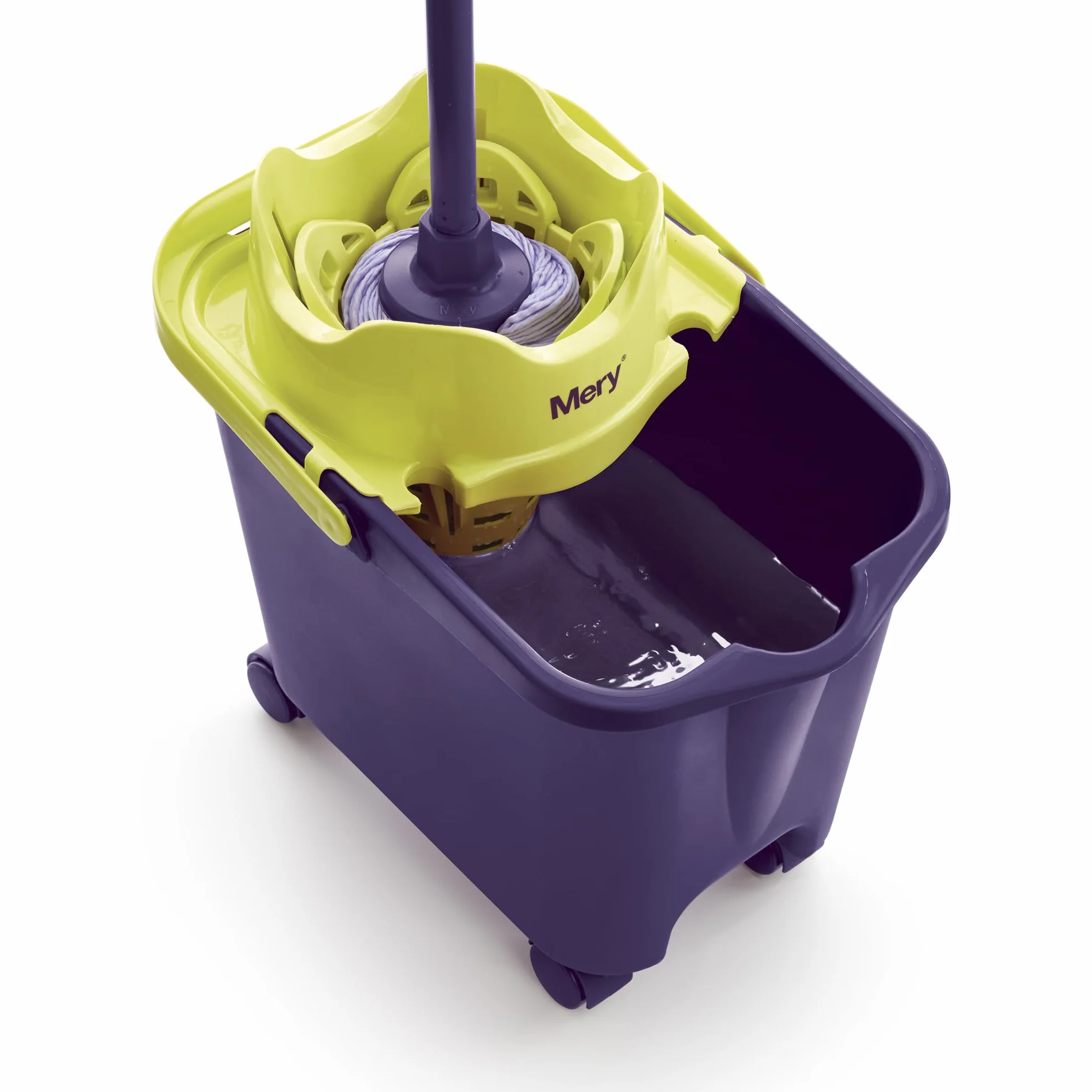 Cubo de fregona automático escurridor ecológico con ruedas morado 14L 38x25x39 cm