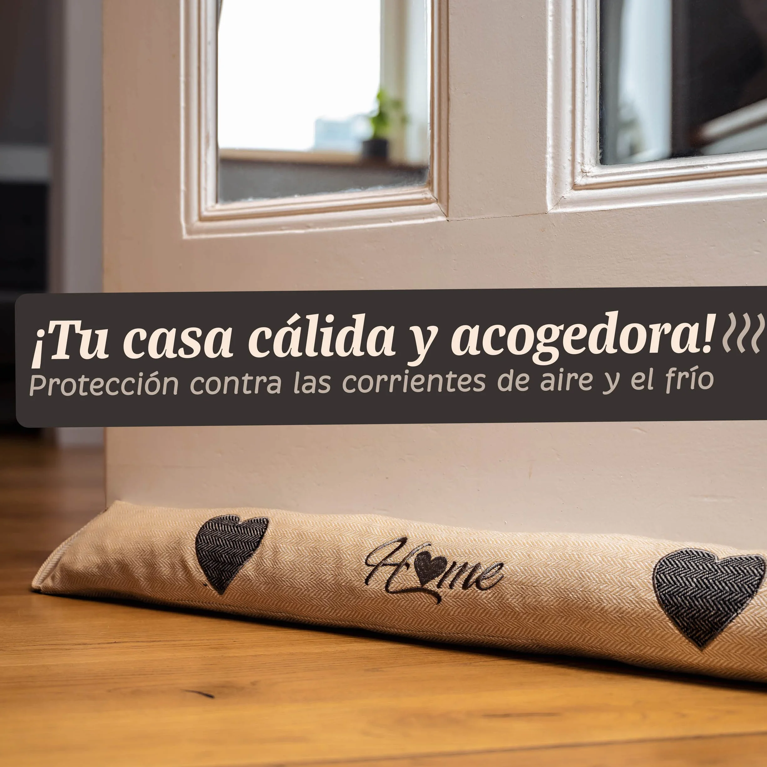 Praknu Burlete Protector contra Frío y Viento 90 cm Lavable Extra Pesado para Puertas y Ventanas Beige