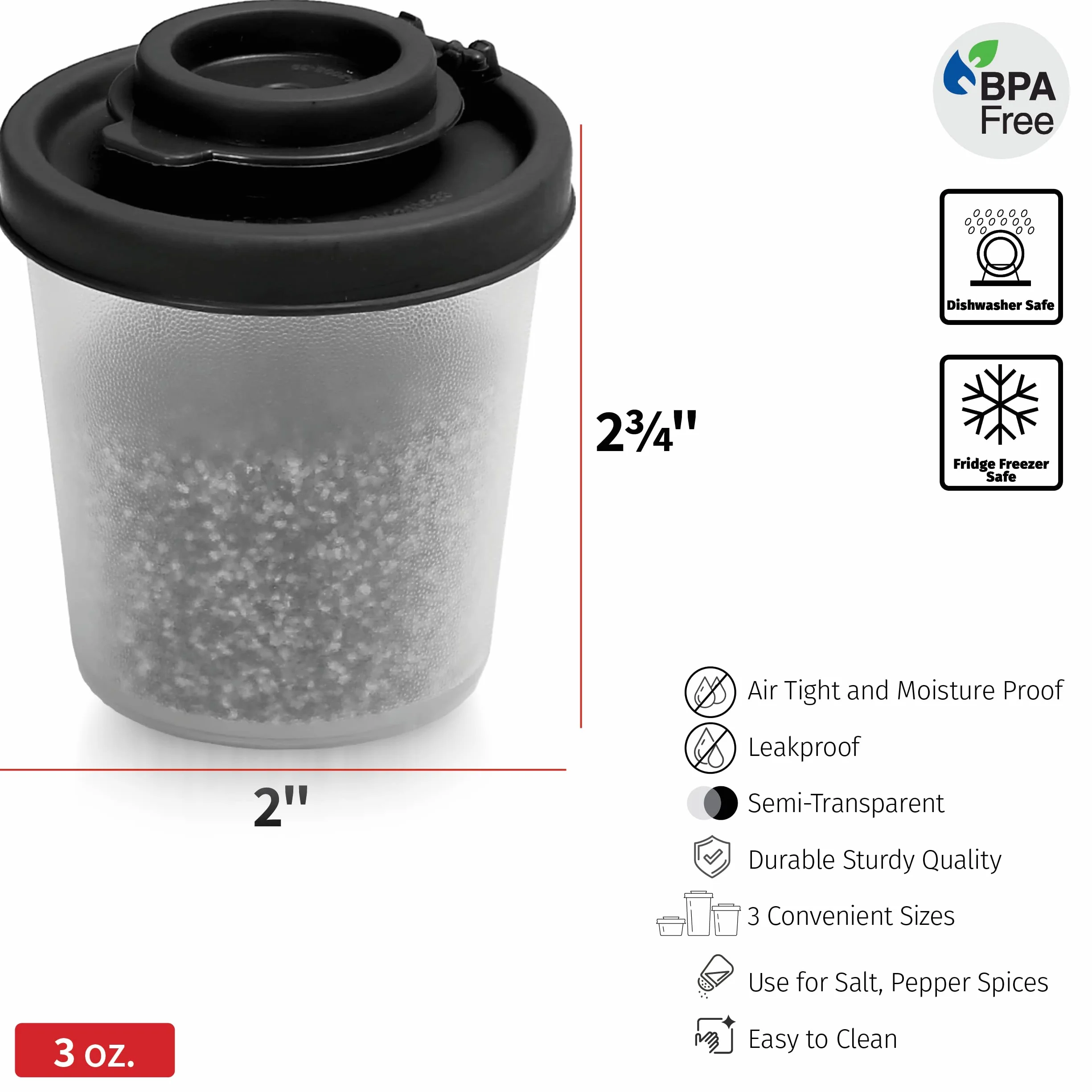 Contenedor Para Condimentos Sal y Pimienta | Juego de 2 Saleros recipientes de Almacenamiento Salpimentero | Dispensador Hermético Transparente | Set Sazonador de Especias