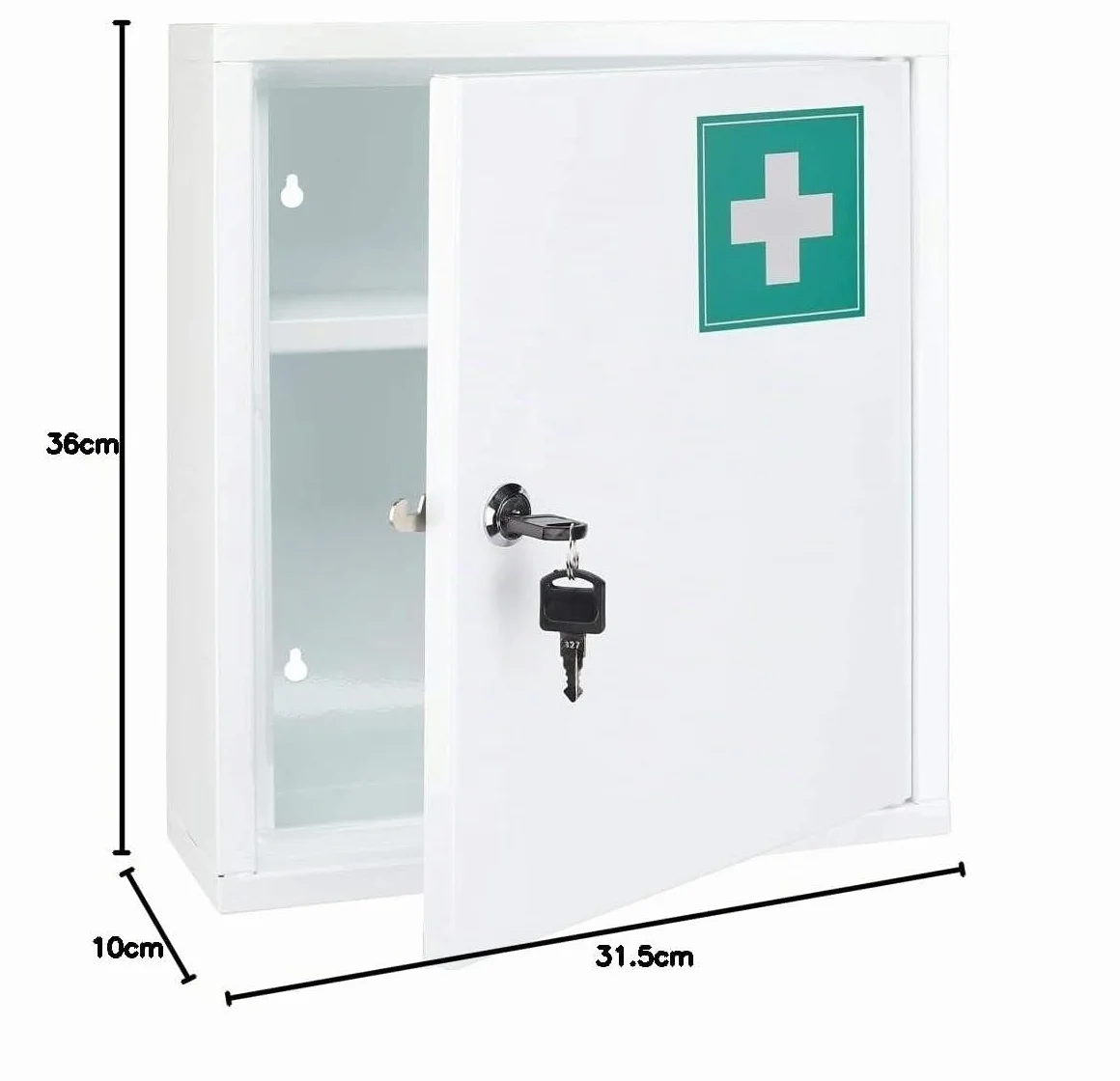Botiquín Acero Inoxidable Primeros Auxilios 31,5x10x36 cm Blanco Verde