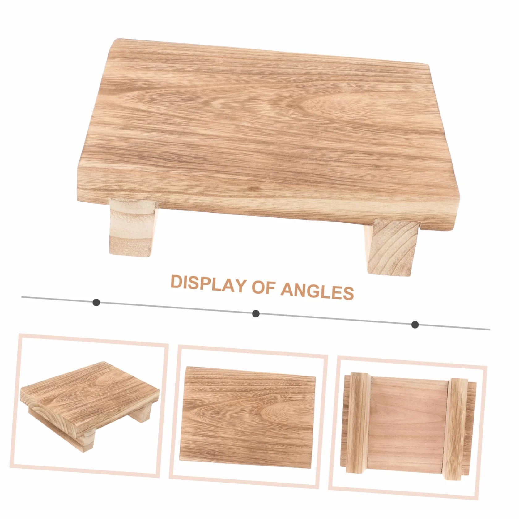 Taburete Pequeño de Madera de Paulownia 34x20x22 cm Reposapiés Ergonómico Portátil