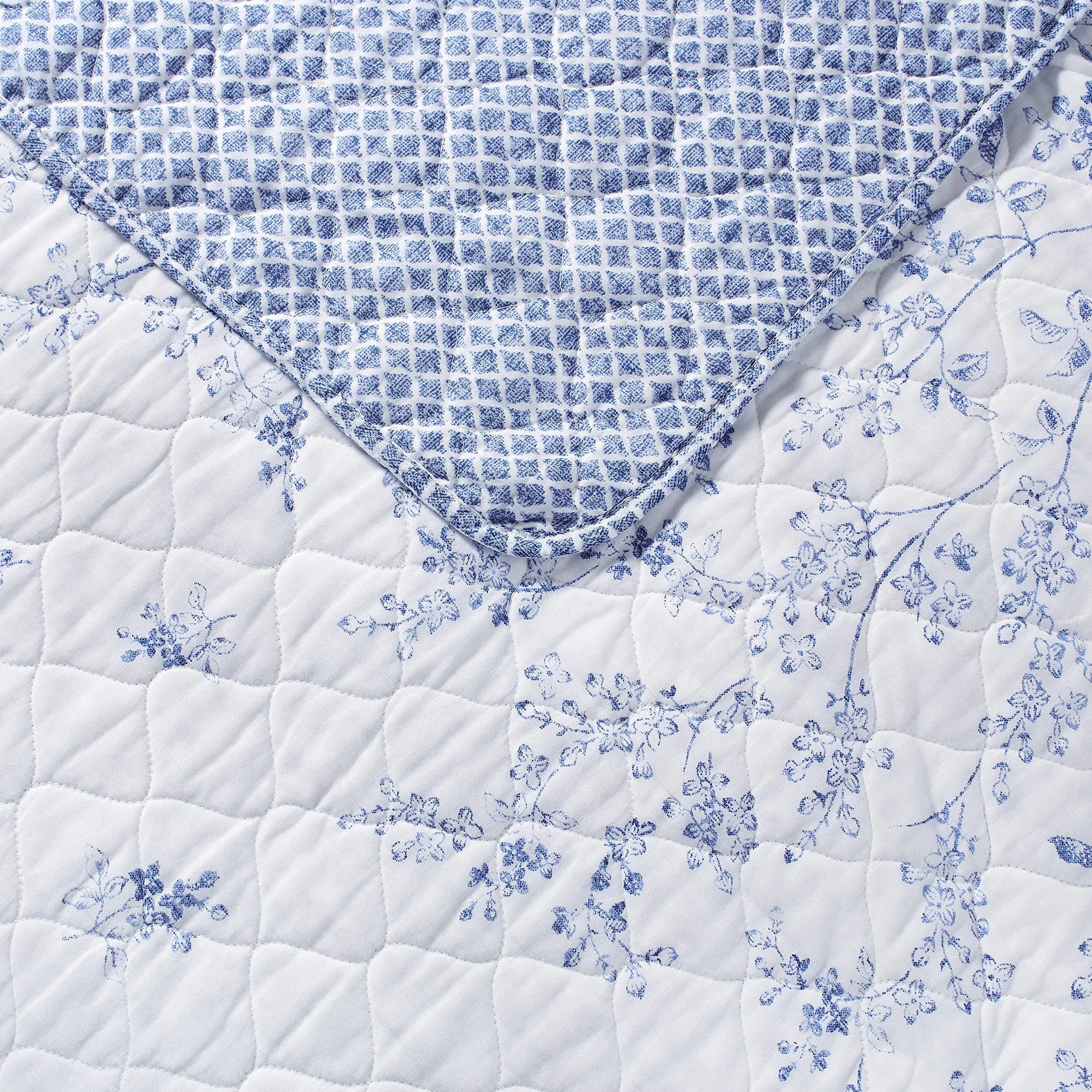 Laura Ashley Juego de edredón, 100% algodón, Azul, tamaño King