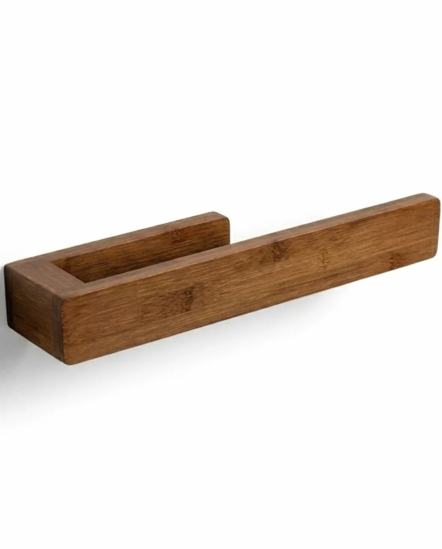 Toallero de Baño sin Taladro Bambú Natural Adhesivo Extra Fuerte 5kgs 23cm