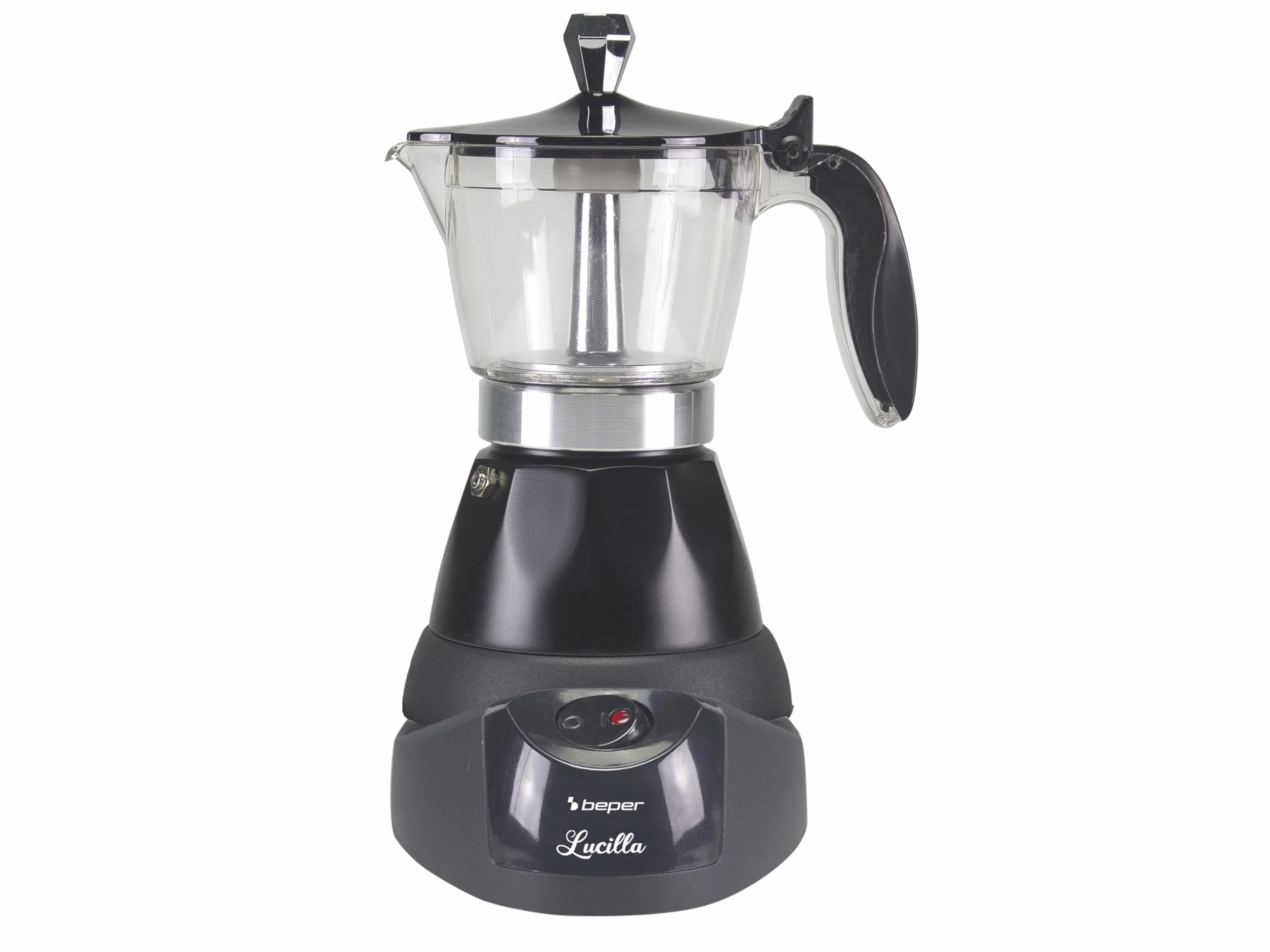 BEPER BC.040N Cafetera Eléctrica Moka Pot, 3 tazas, Auto-Off, Negro