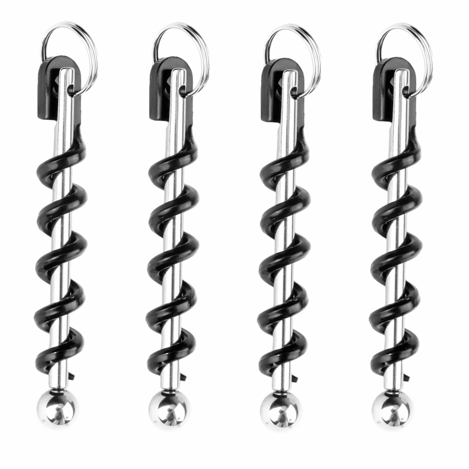 Abridor de vino portátil 4 llaveros sacacorchos espiral reforzada para picnics camping