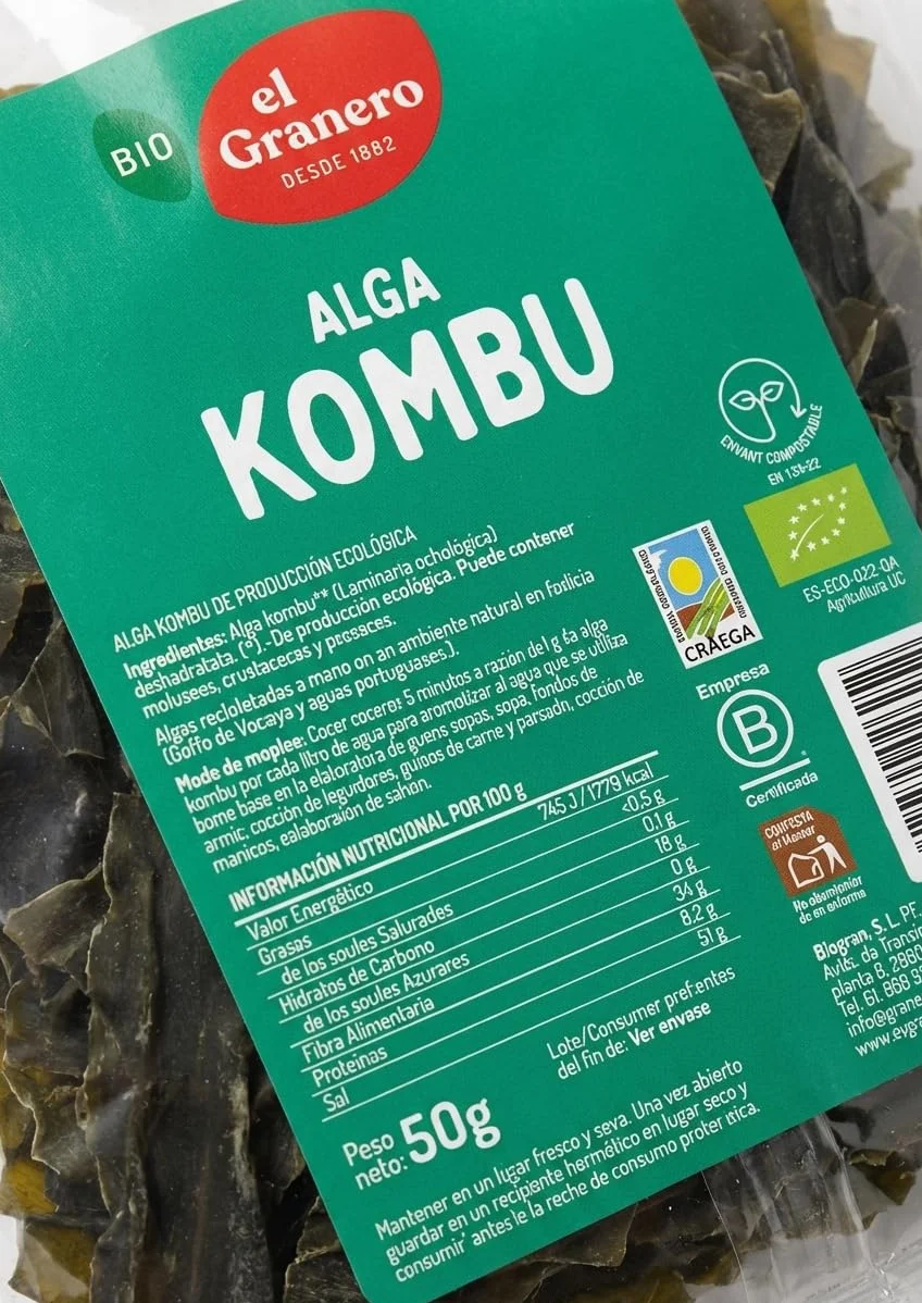 Alga Kombu Bio 50 g EL GRANERO INTEGRAL Rica en Yodo y Minerales