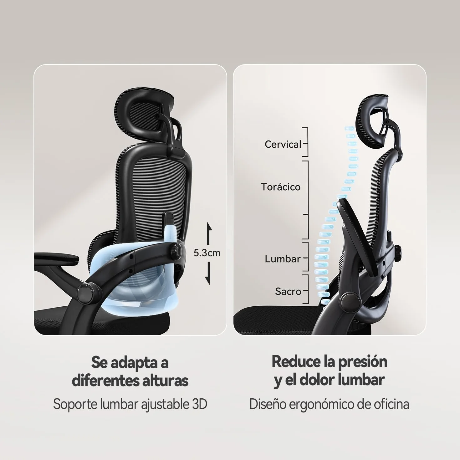 SIHOO M102C Silla ergonomica Escritorio, Silla de Oficina Grande y Alta con reposabrazos Plegables, Soporte Lumbar Ajustable Silla Escritorio, Silla Oficina ergonómica para Uso doméstico - Negro