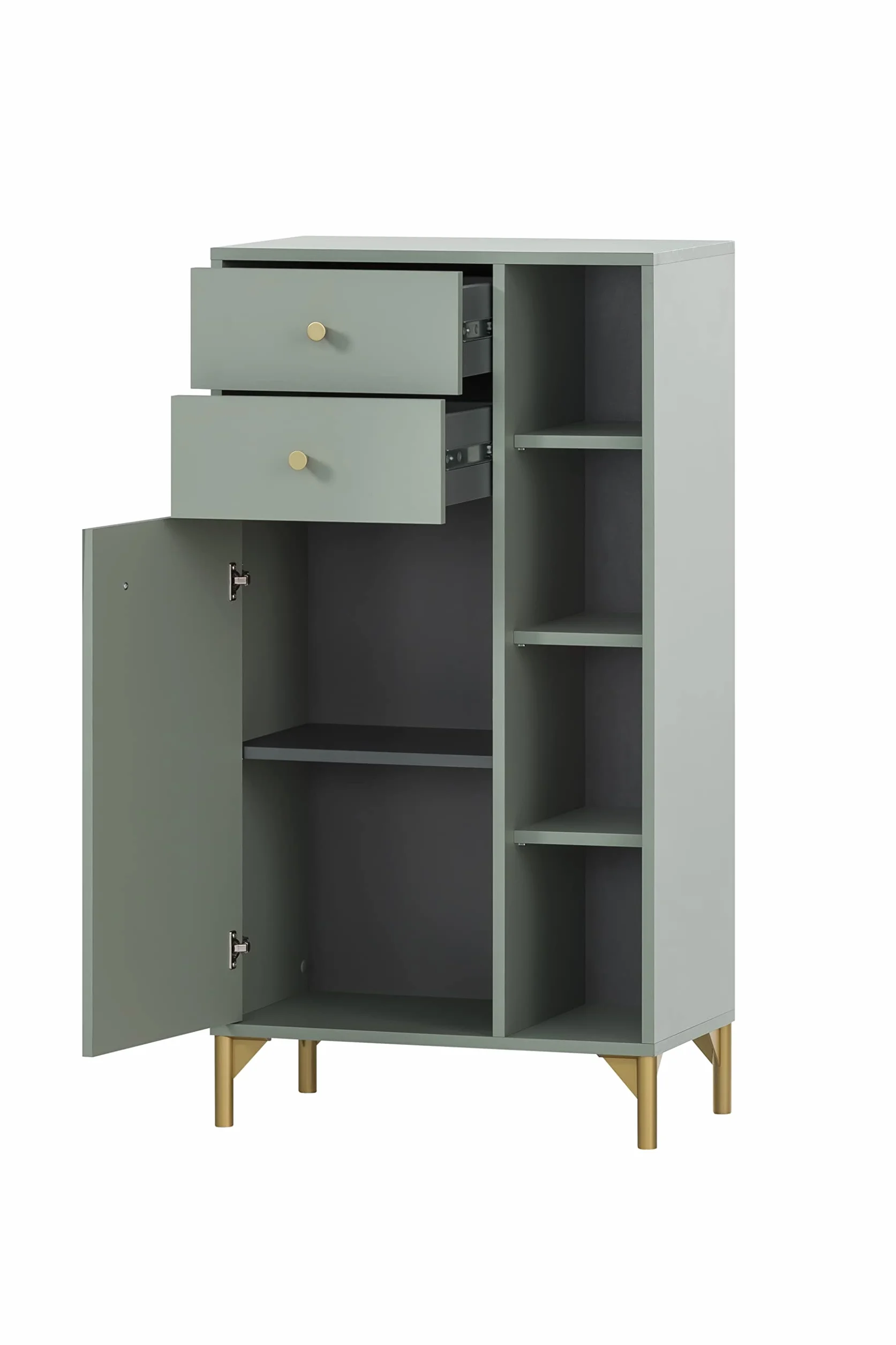 Schildmeyer Ando 154263 - Aparador Alto, Color Pistacho/Dorado, 60,2 x 33 x 114,4 cm