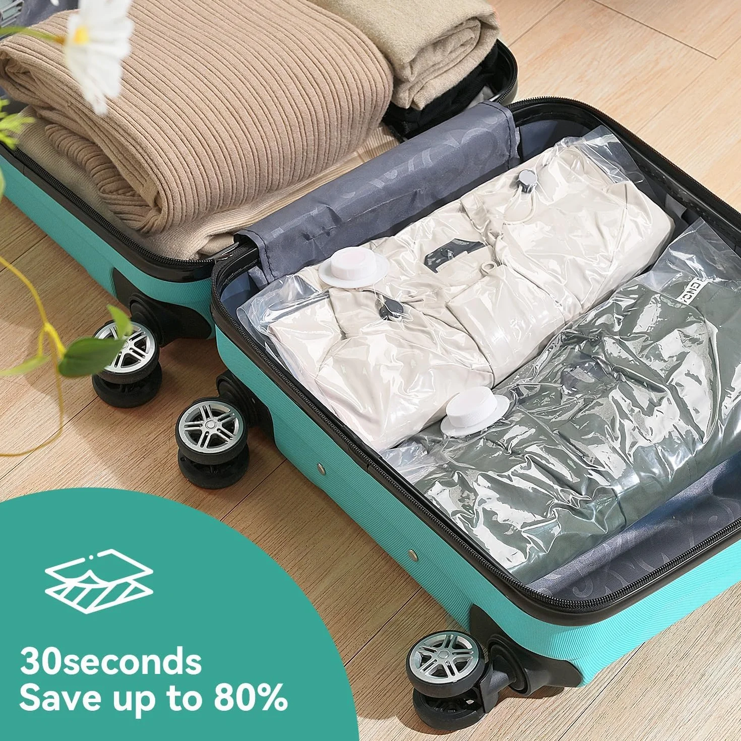 Bolsas Vacio Ropa Edredones 7 XL 80*100cm Sacos Vacuo Almacenamiento Reutilizables Aspirador