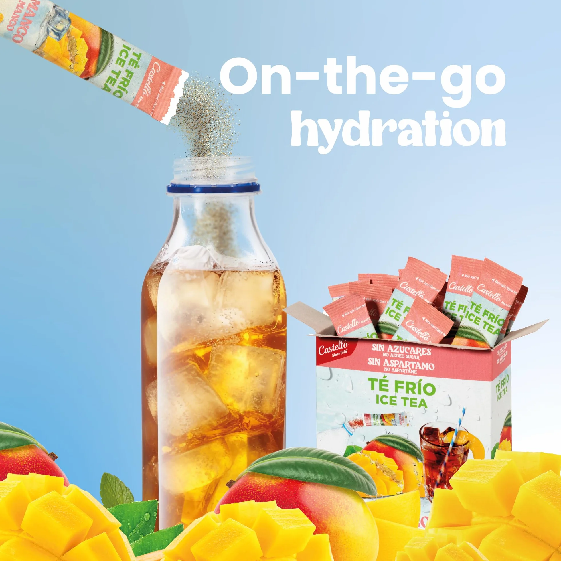 Castello Té Frío Zero Instantáneo Mango 12 sobres 0 Calorías 0 Azúcar