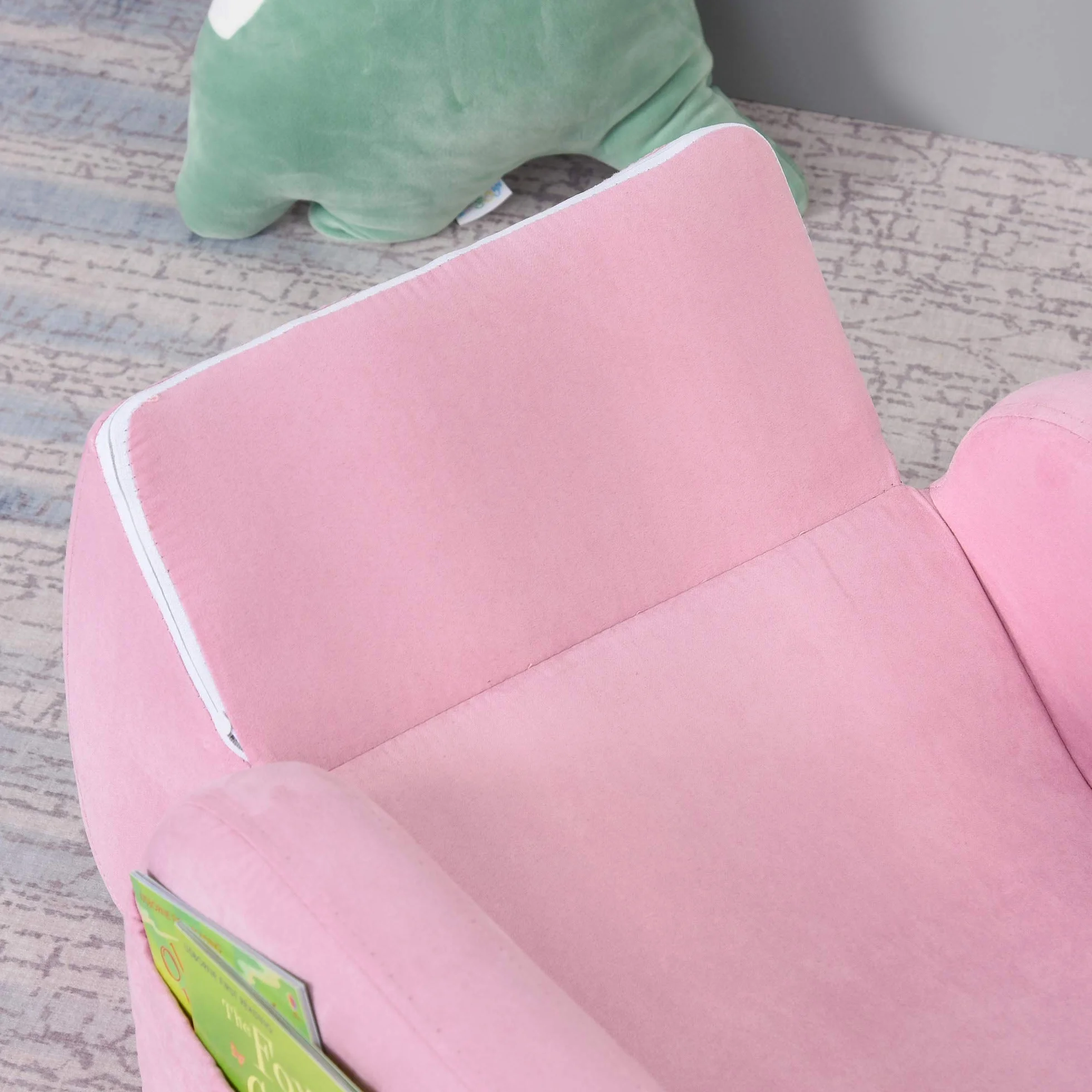 HOMCOM Sillón para Niños de 3 Años Sofá Transformable Diseño 2 en 1 Cama Infantil Plegable de 2 Posiciones con Reposabrazos Asiento Ancho Acolchado 47x45x38 cm Rosa