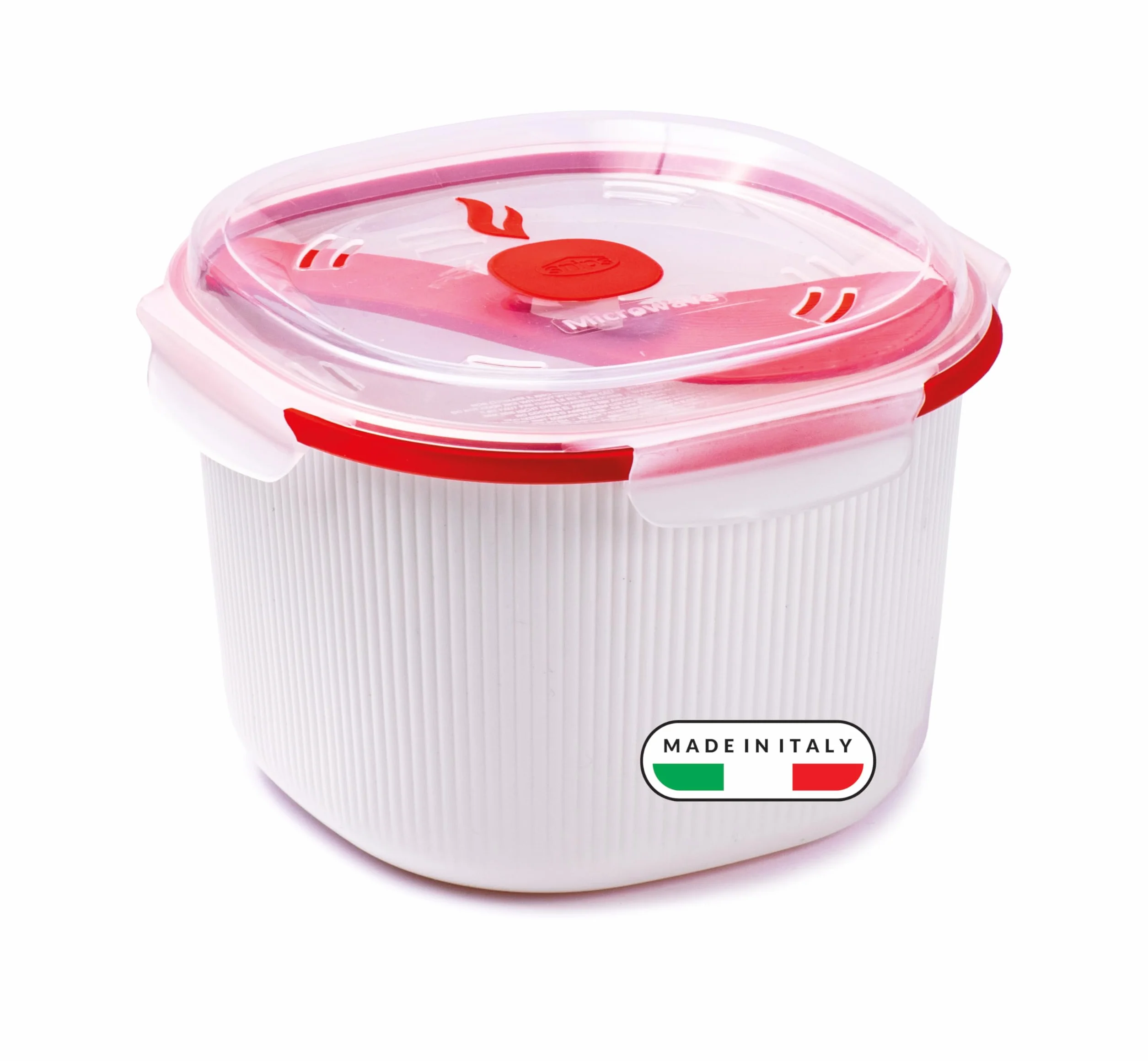 Olla Arrocera Microondas 2.70L Recipiente para Cocina al Vapor, Cereales & Rice Cooker con Espátula, Made in Italy