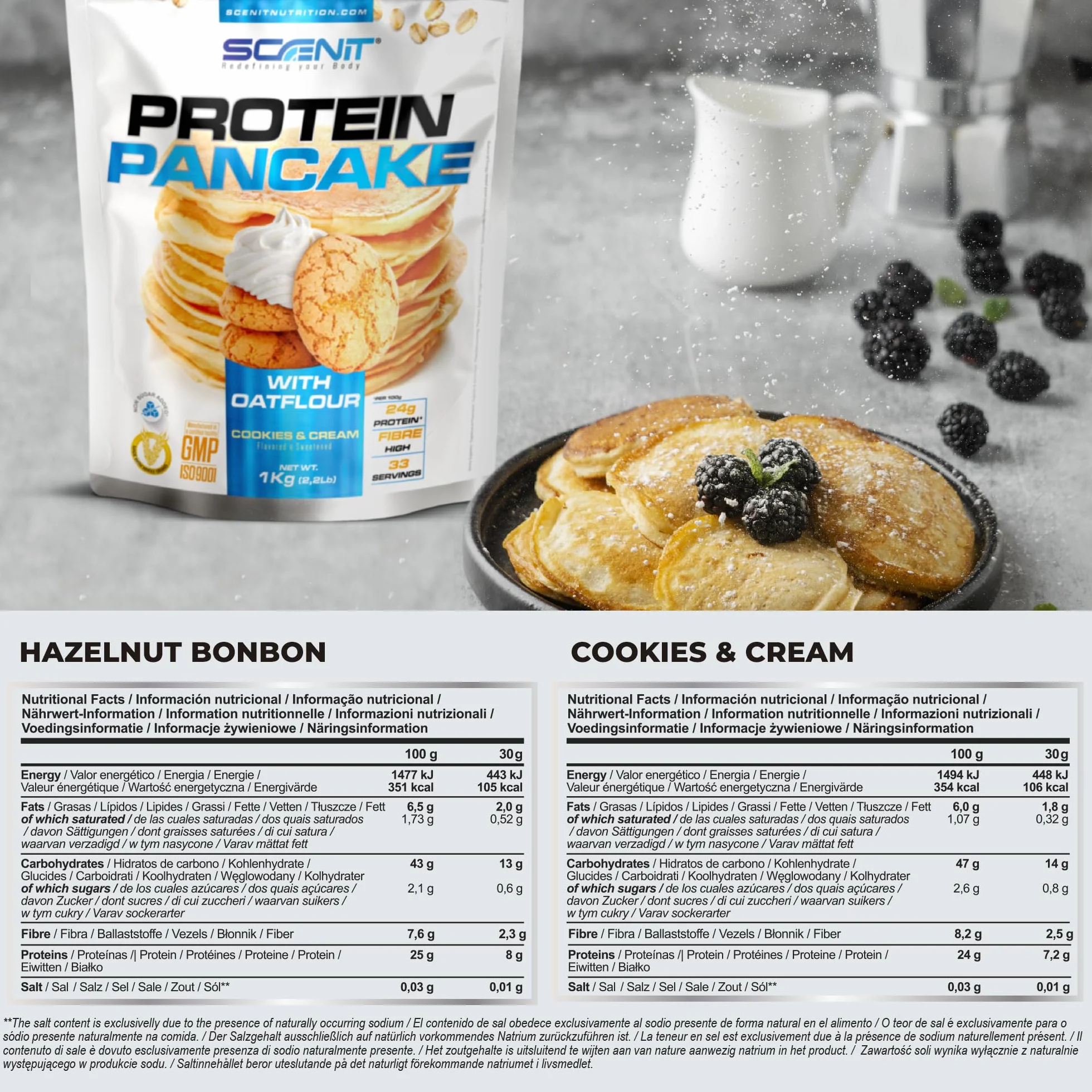 Protein Pancake 1 kg Con Harina de Avena 25% Proteínas Alto en Fibra Bombon Avellana