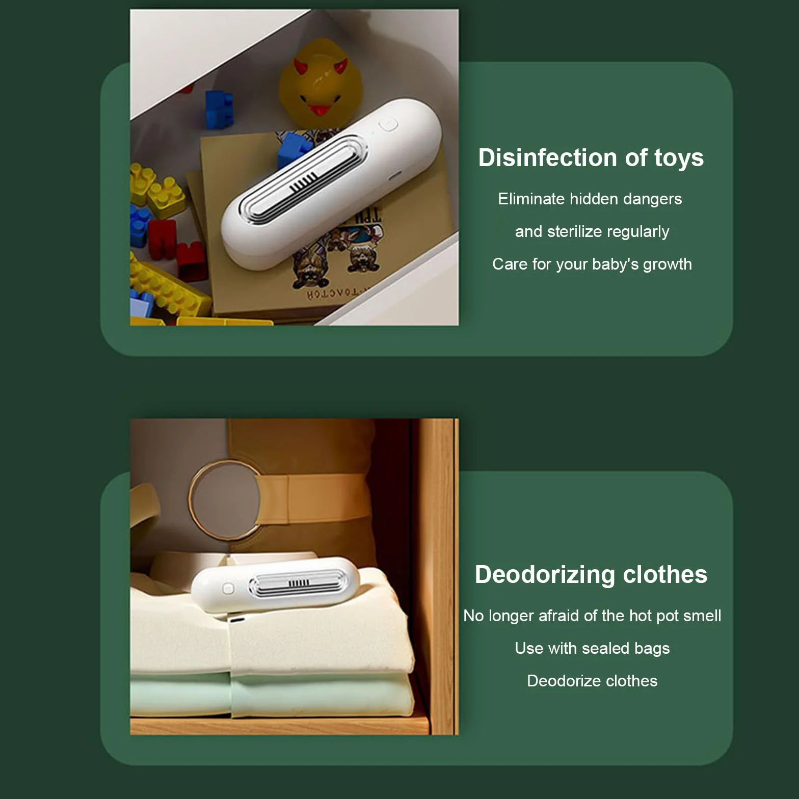Ambientador para nevera neutralizador de olores recargable por USB esterilización con ozono plata