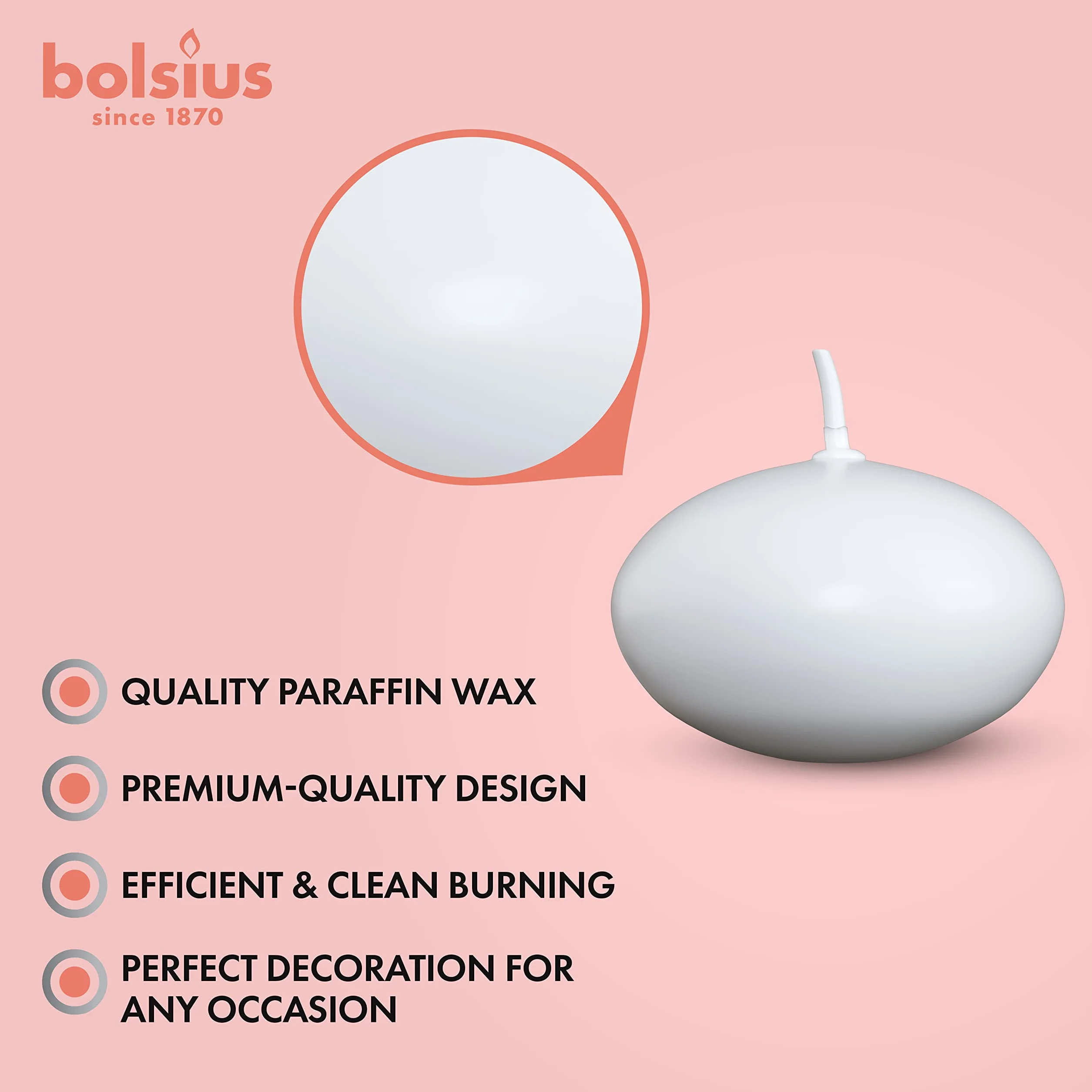 Bolsius Floating Candles Blanco 4.5cm x 4.5cm x 3cm 20 sztuk