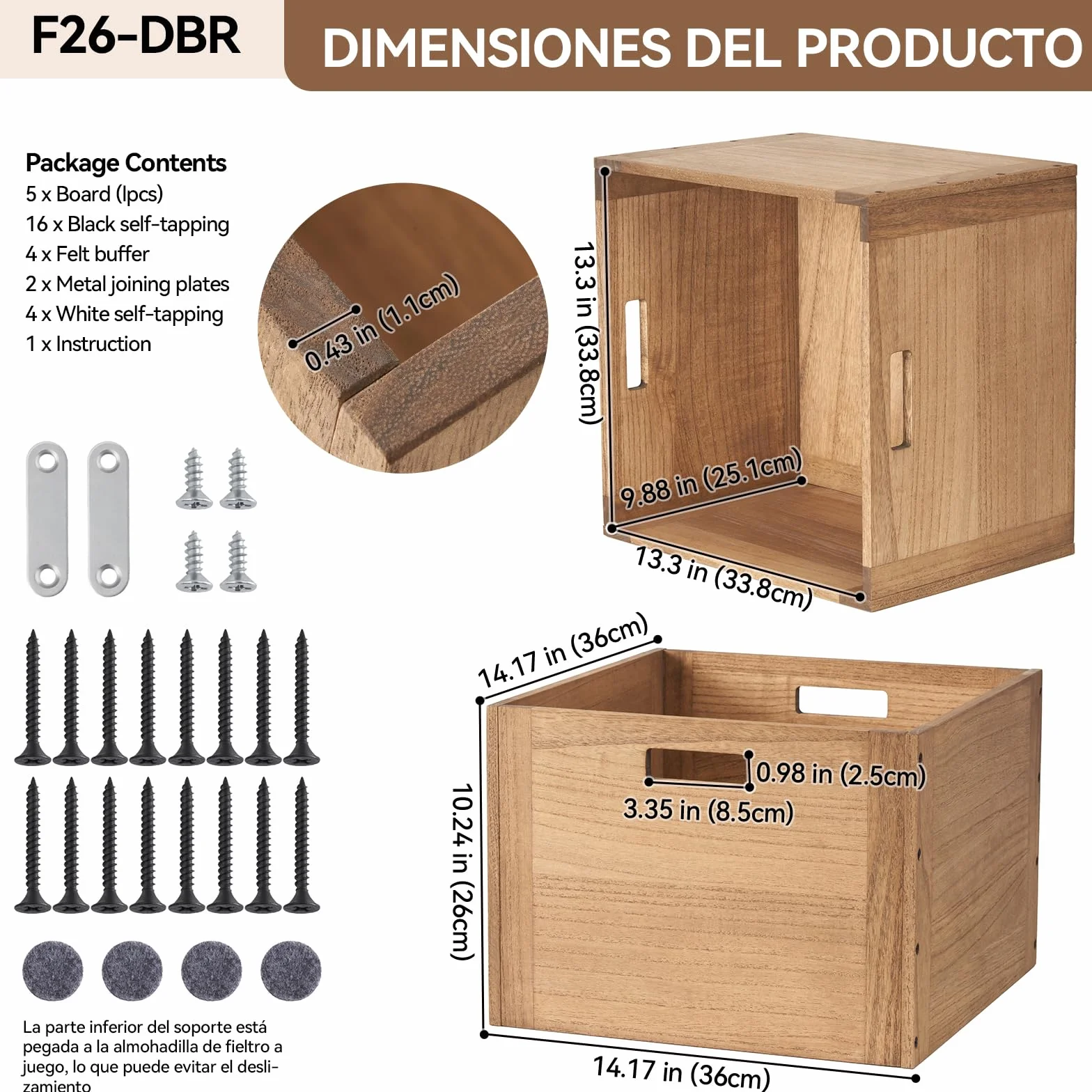 KIRIGEN Cubo de almacenamiento modular abierto F26-DBR