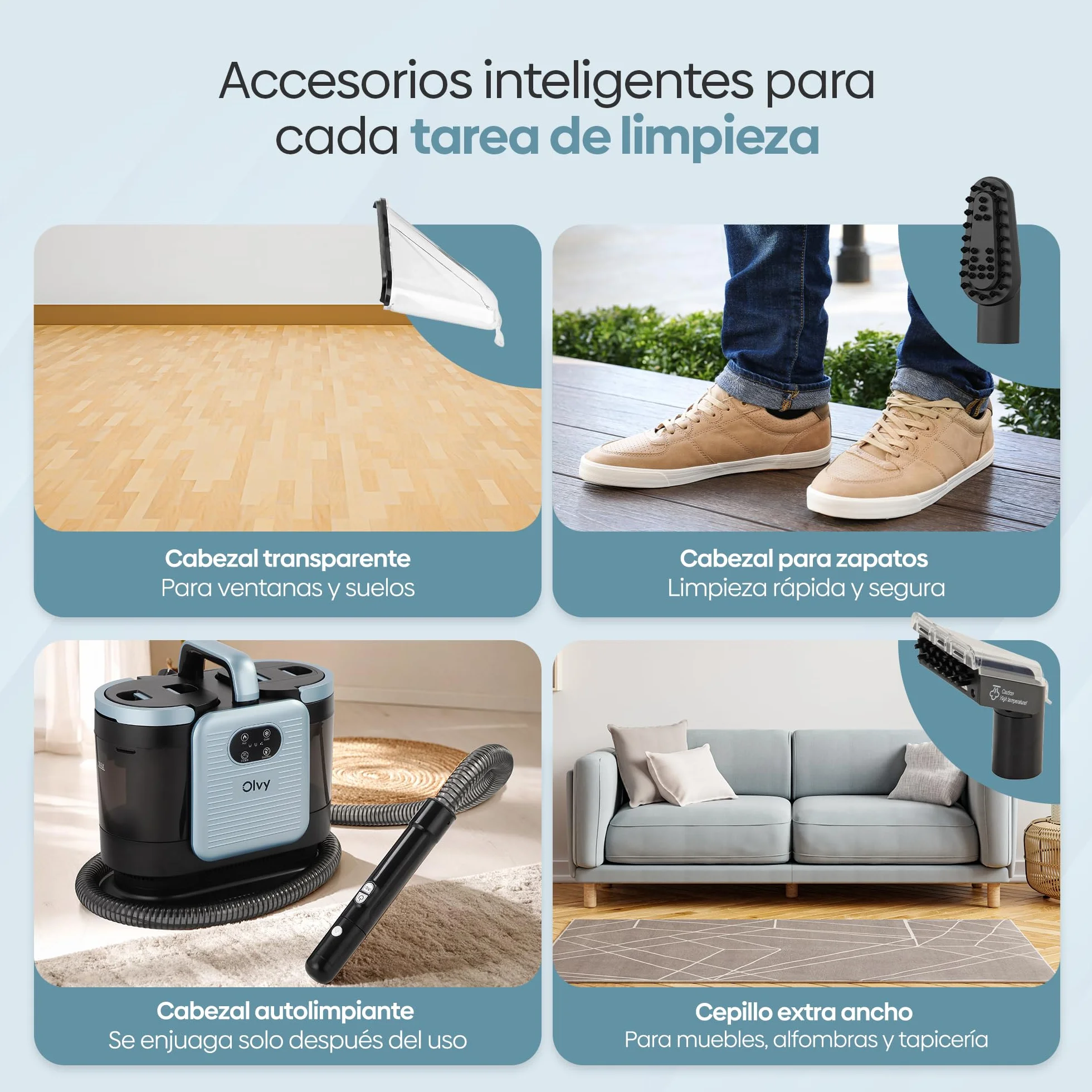 Olvy Limpiador de Alfombras PRO 1650W Aspiradora en húmedo con función de vapor 100°C