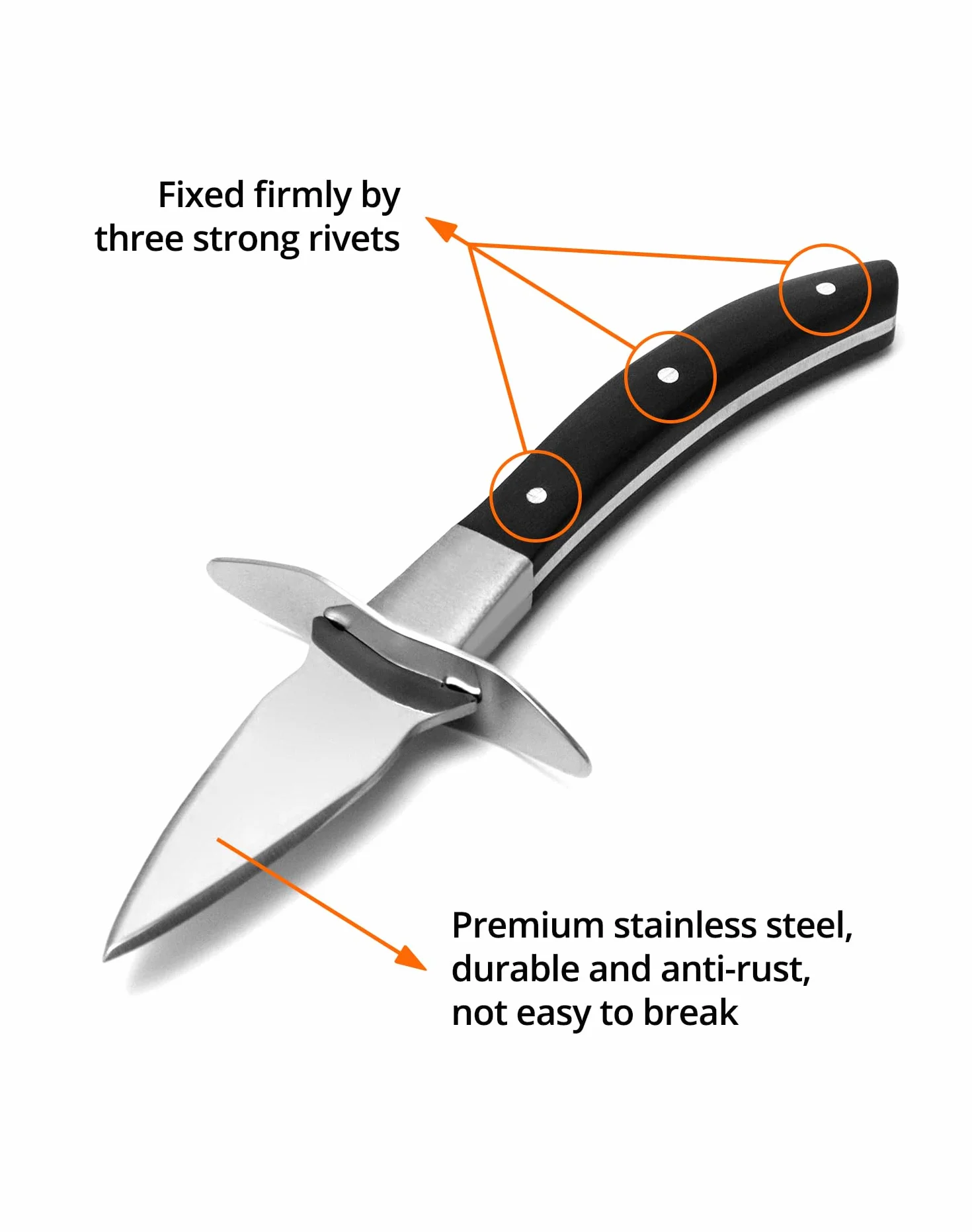 QWORK® 2 piezas Cuchillo para ostras, cuchillo para ostras con funda de cuero, hoja de acero inoxidable con mango de madera de alta calidad