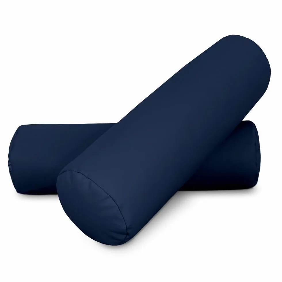 HAPPERS 2 Cojines cilíndricos de 50x15 en Polipiel Marino. Rollo Cervical para aliviar Dolor postural o Dormir