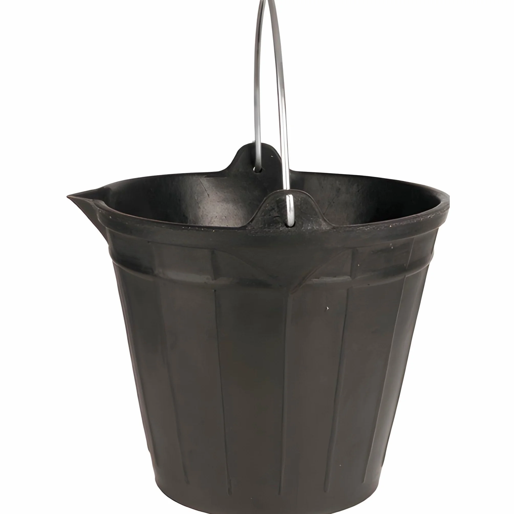 Bricoloco Cubo de Goma Caucho Reciclado Multiusos -albañil, jardín, Basura, Fregar, Cenizas de Chimenea – Capacidad 11 litros – Altura 260 mm y Boca 320 mm- con asa metálica (3)