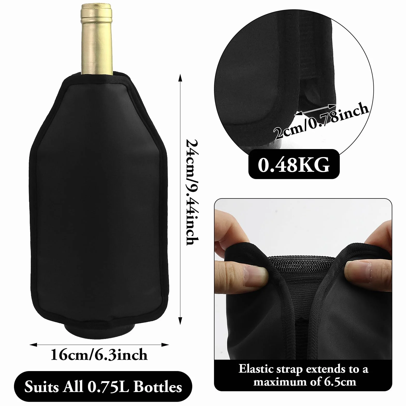 2 Piezas Enfriadora de Botella de Vino, Enfriador Rápido para Vino Cubierta Refrigeradora Wine Cooler de Gel Refrigerador Bolsa Enfriador para Vino Espumoso Champán Cerveza