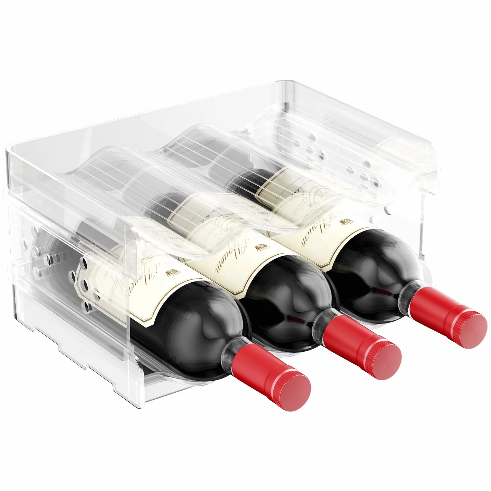 Relota Botellero Apilable 2 Piezas, Wine Rack Standing para hasta 6 Botellas, Vino