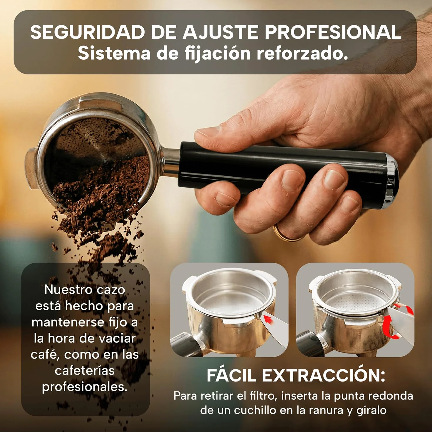 Cafetera Hanoi - Cafetera Express para Espresso y Cappuccino, 1350W, 20 Bares, Vaporizador, Brazo Portafiltros con Doble salida y 2 Filtros, Depósito Agua 1.2L, Calientatazas, Accesorios - Moca