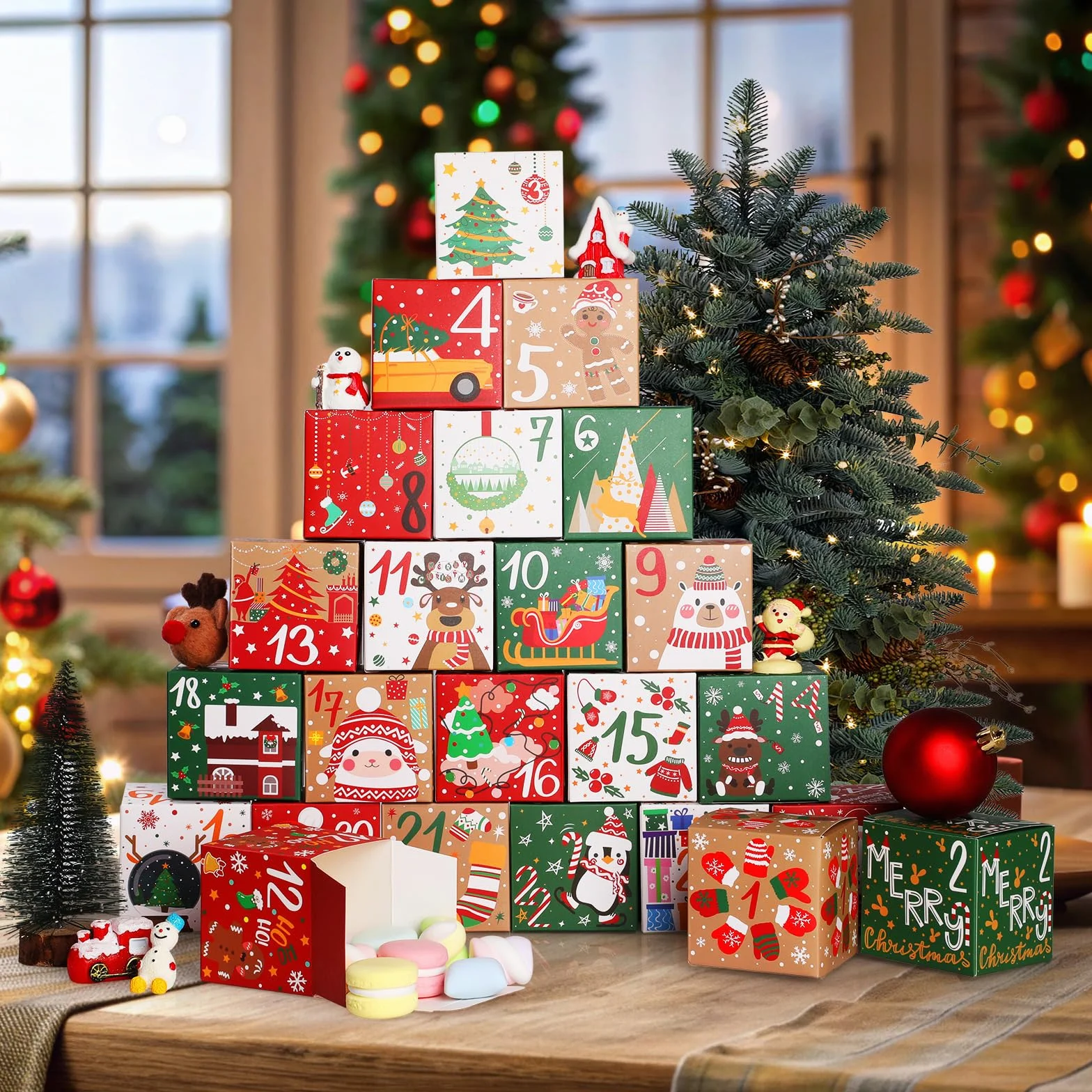 KIKISML Calendario de Adviento 2024 24 Piezas Cajas de Cuenta Regresiva Navidad