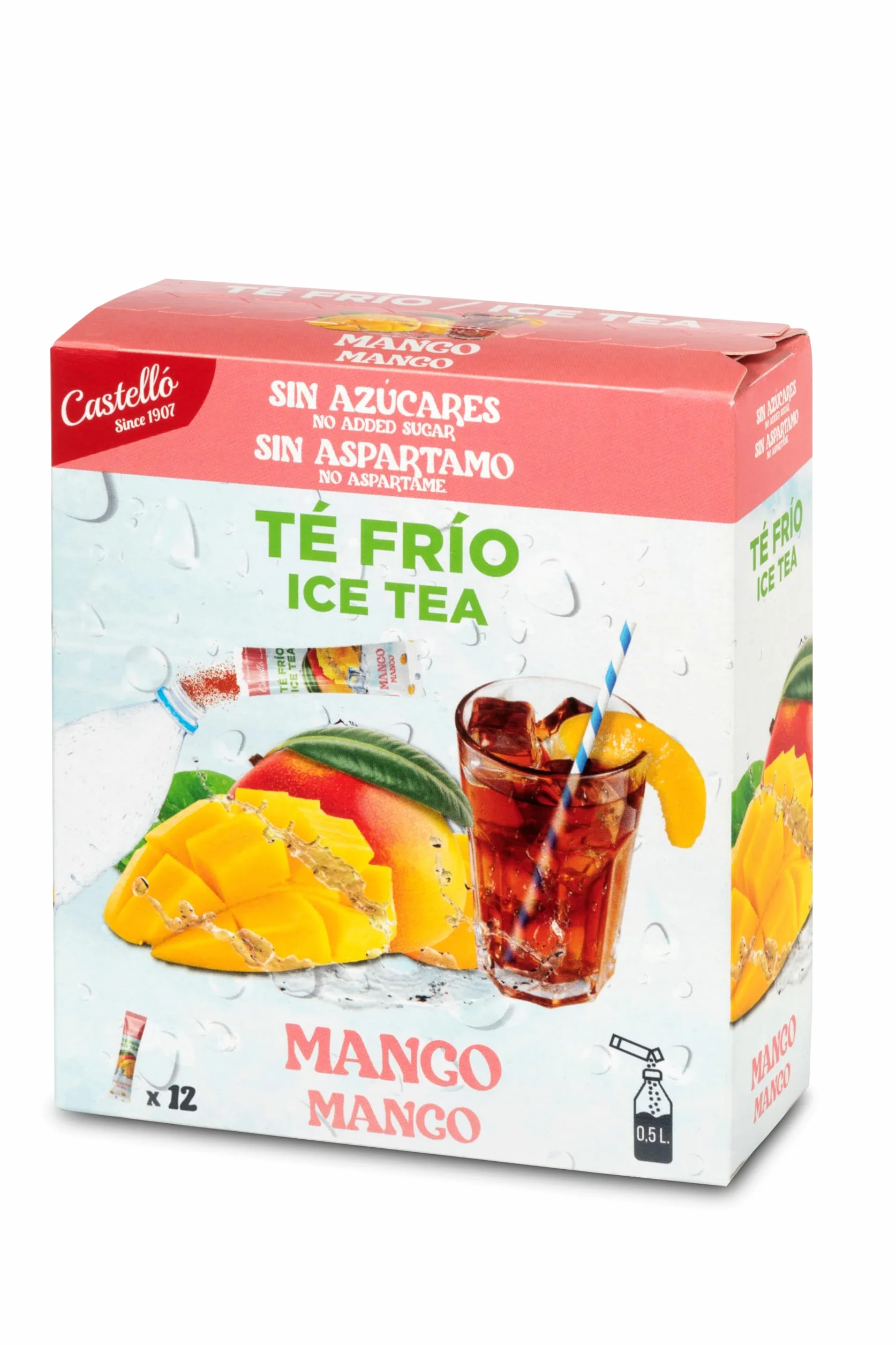 Castello Té Frío Zero Instantáneo Mango 12 sobres 0 Calorías 0 Azúcar