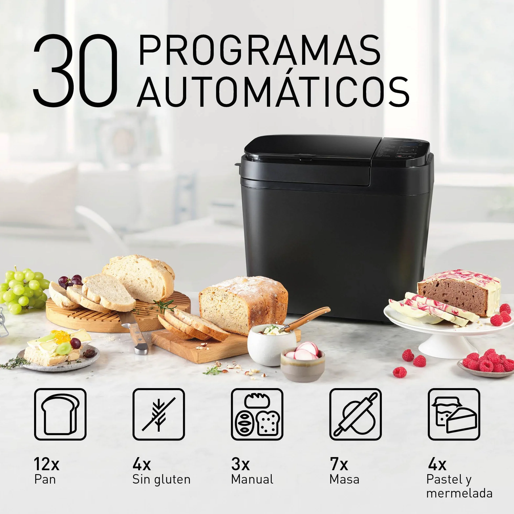 Panasonic SD-R2530 Panificadora Automática con Dispensador, 850 W, Sensor de Temperatura, Temporizador Digital 13H, 30 Programas, Negro