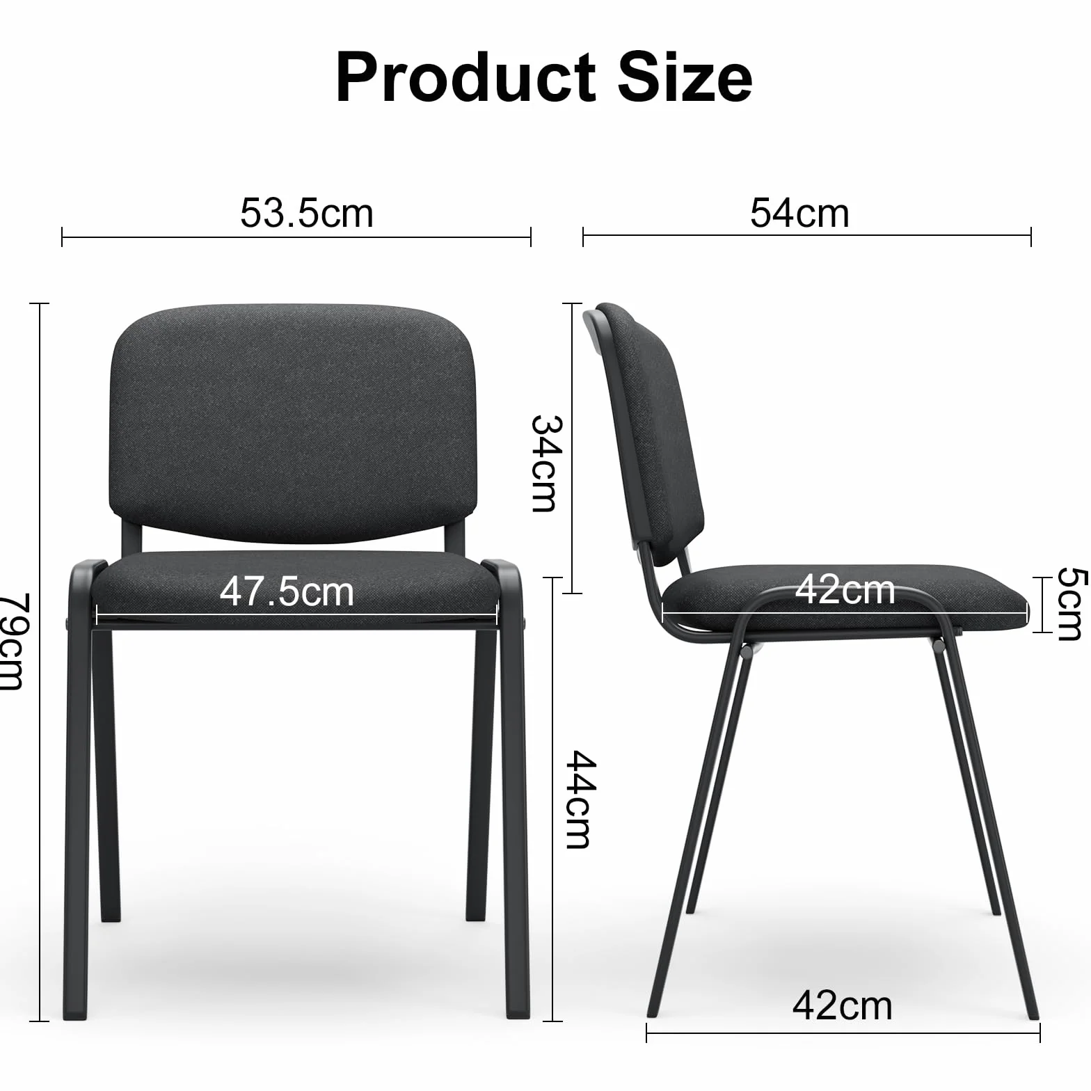 BASETBL Silla de Conferencia Apilable, Silla Visitante con Relleno y Estructura Metálica, 2 Unidades