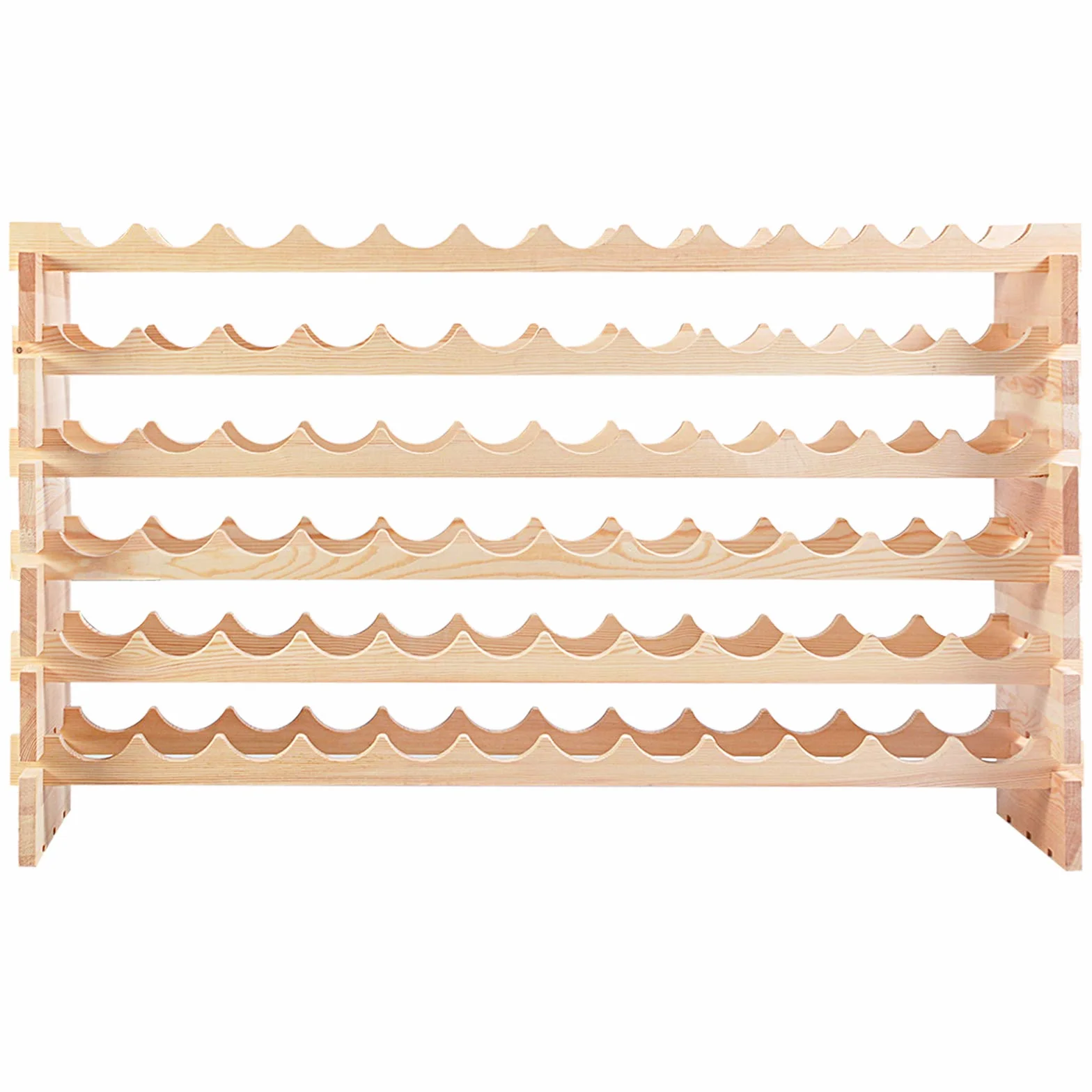 COSTWAY Botellero Vino de 6 Niveles, Botellero Apilable para 72 Botellas de Madera de Pino, Soporte para Botellas de Vino con 6 Opciones de Altura, Carca máx 90kg, para Cocina y Bar, 119 x 29 x 72 cm